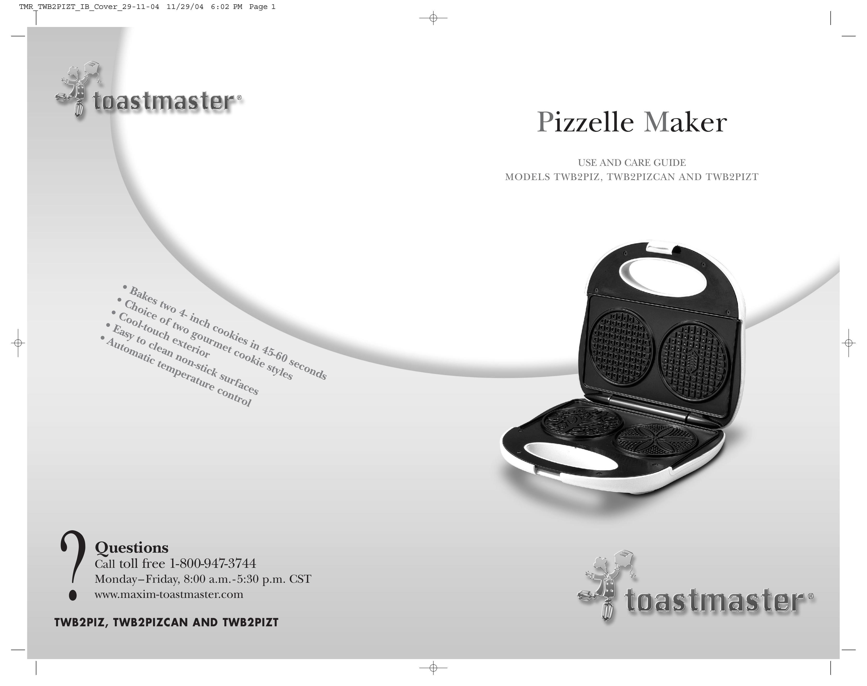 Toastmaster TWB2PIZCAN, TWB2PIZT Waffle Iron User Manual