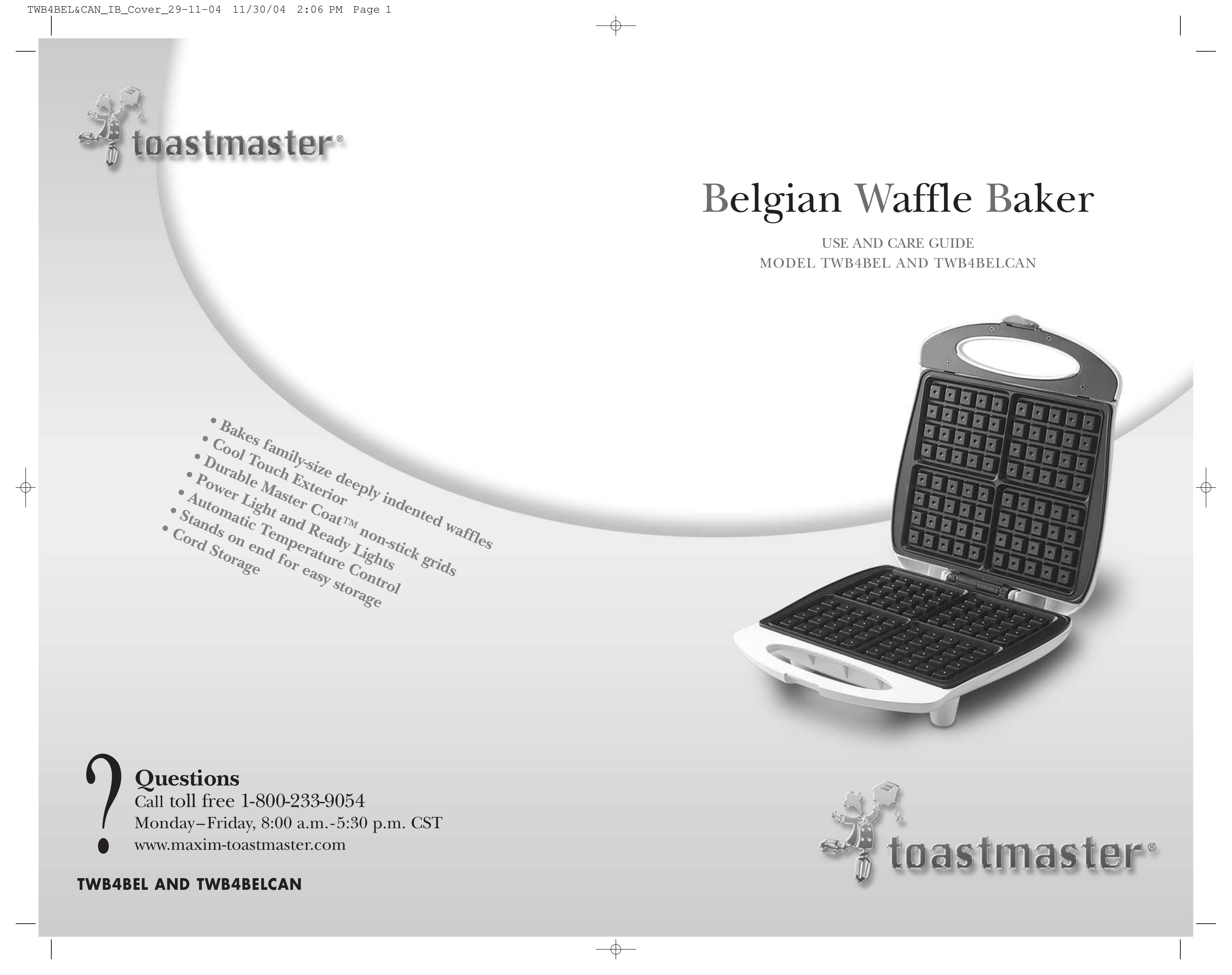 Toastmaster TWB4BELCAN Waffle Iron User Manual