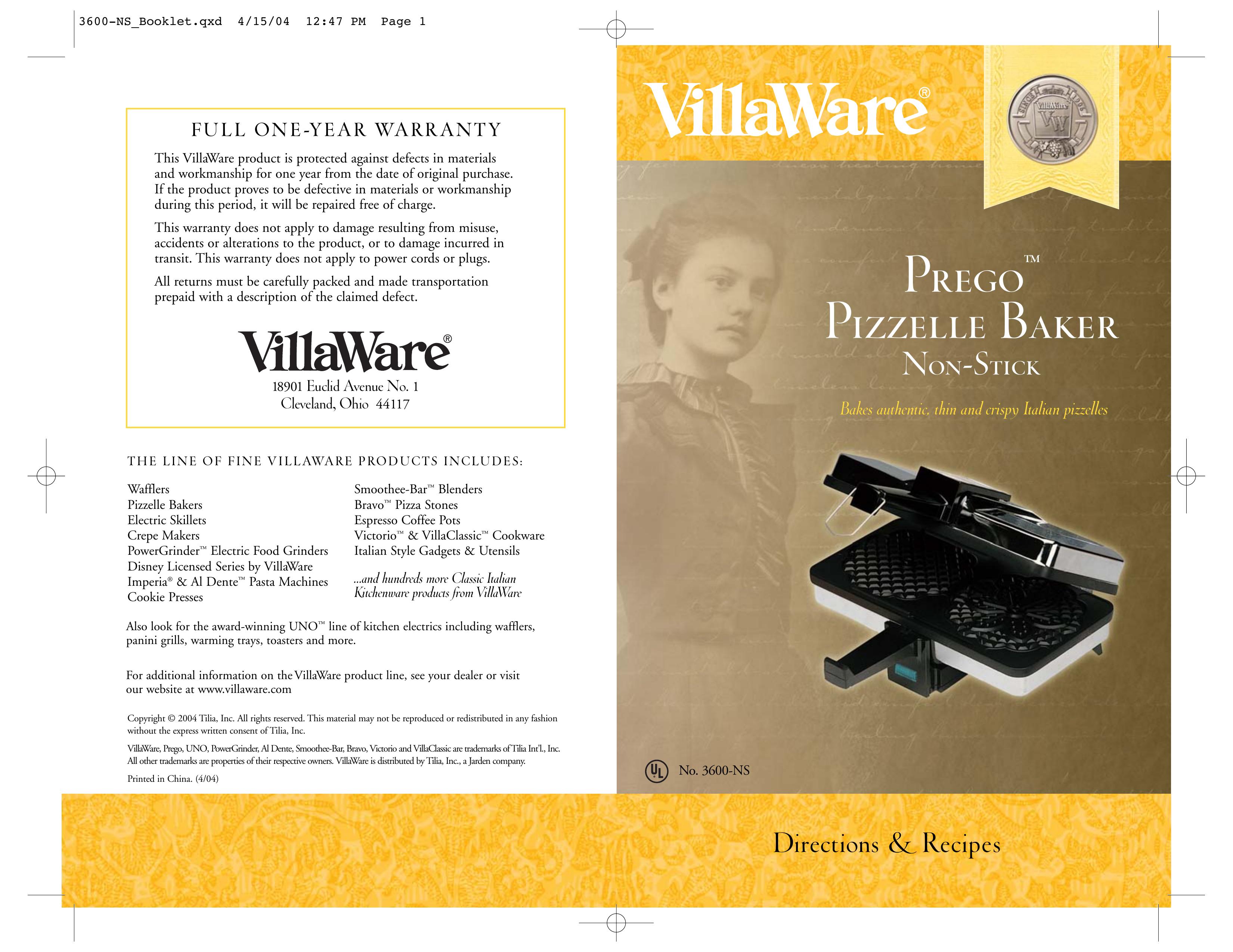 Villaware 3600-NS Waffle Iron User Manual