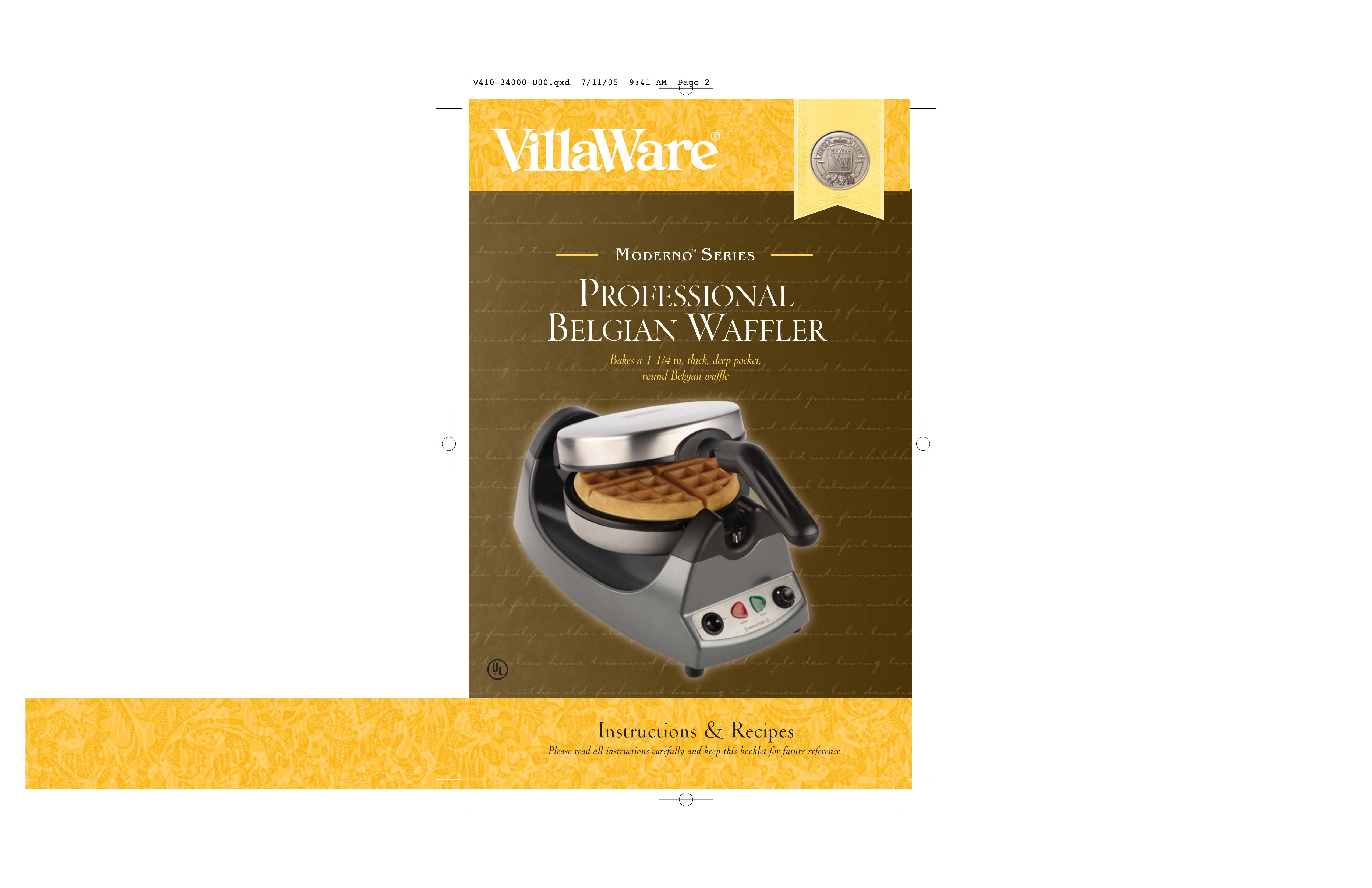 Villaware BELGIAN WAFFLER Waffle Iron User Manual