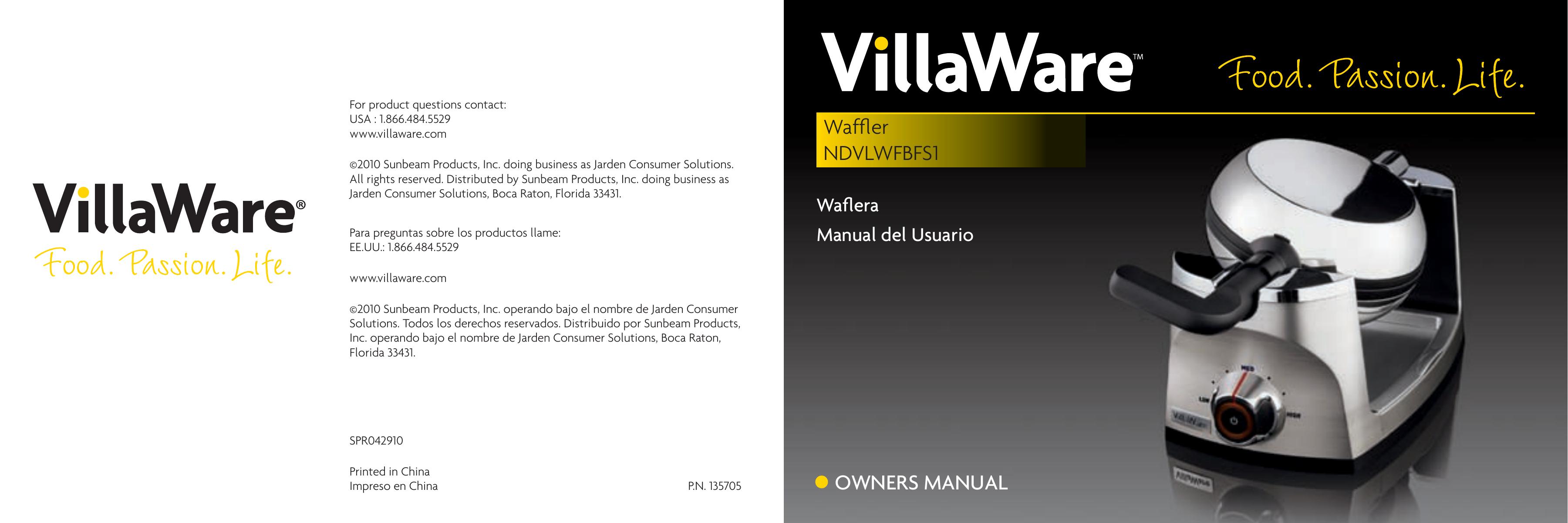 Villaware NDVLWFBFS1 Waffle Iron User Manual