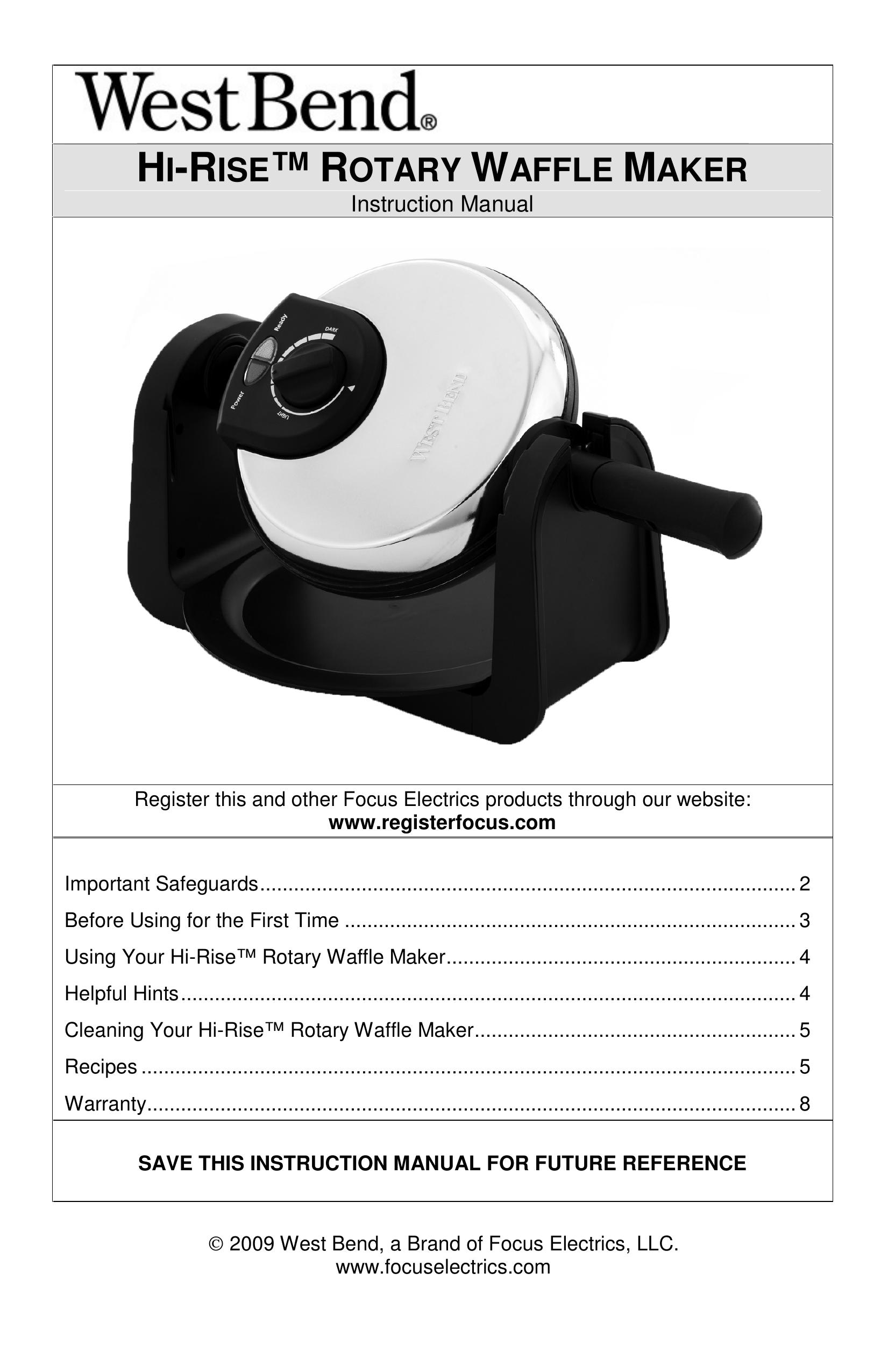 West Bend L5790A Waffle Iron User Manual