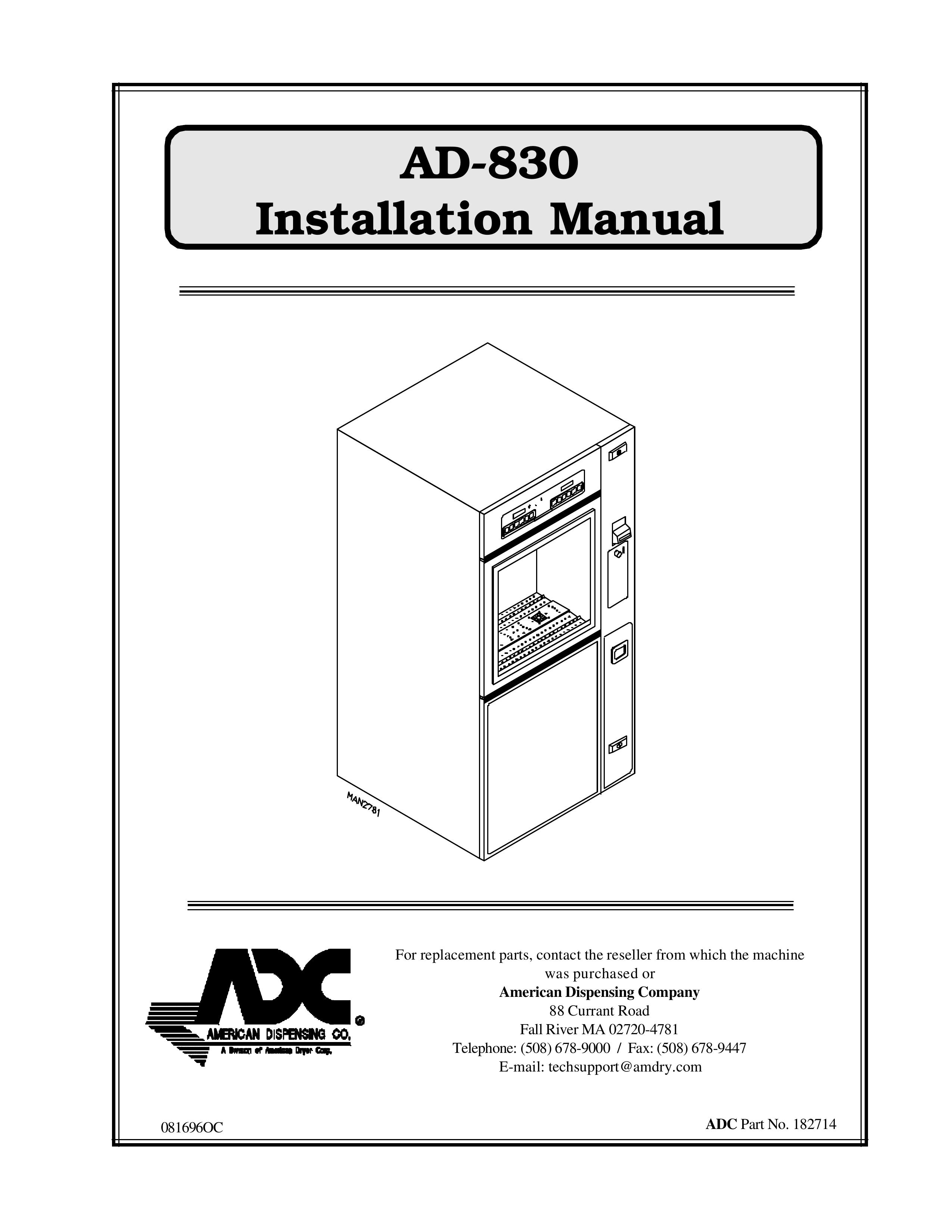 American Dryer Corp. AD-830 Water Dispenser User Manual