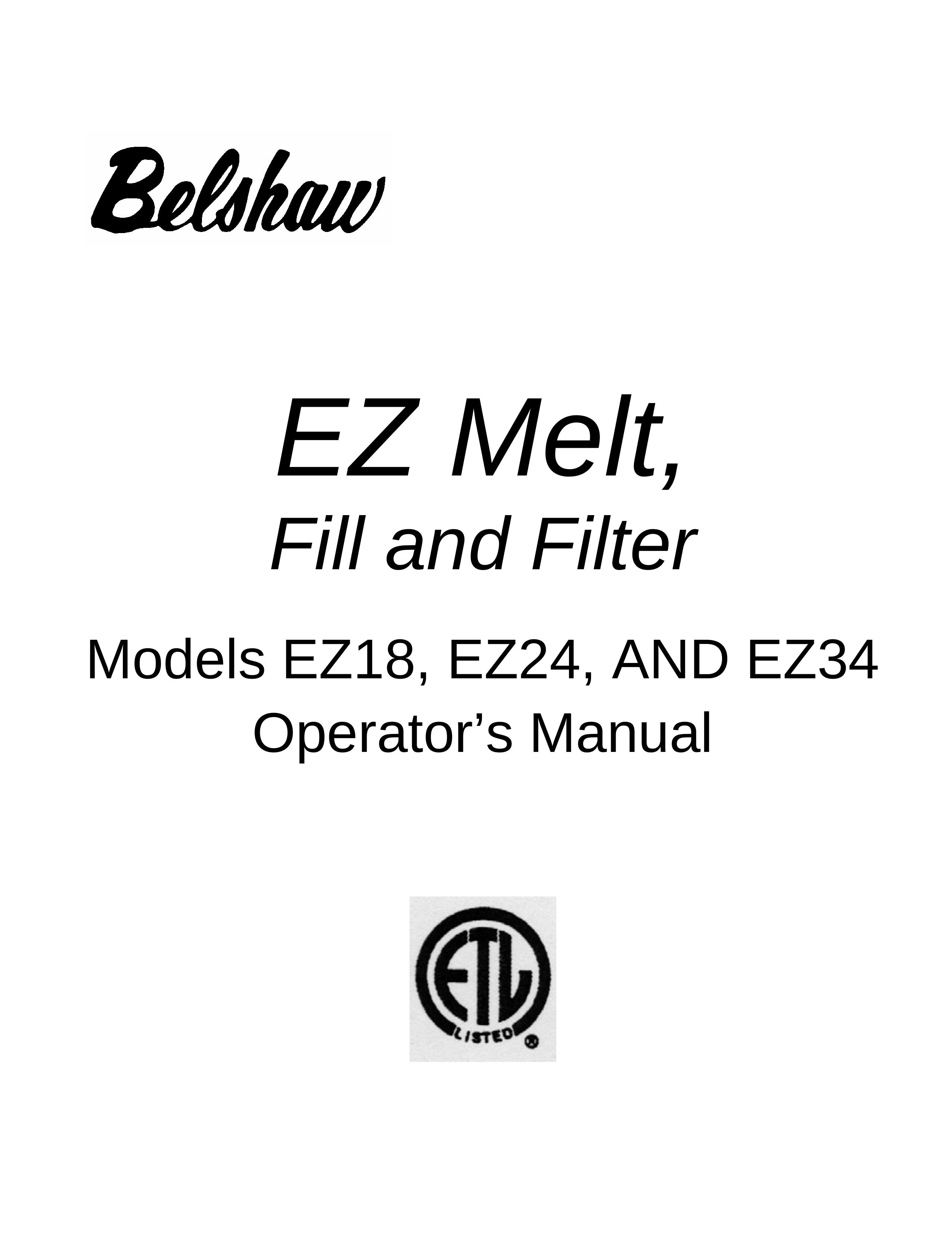 Belshaw Brothers EZ18 Water Dispenser User Manual
