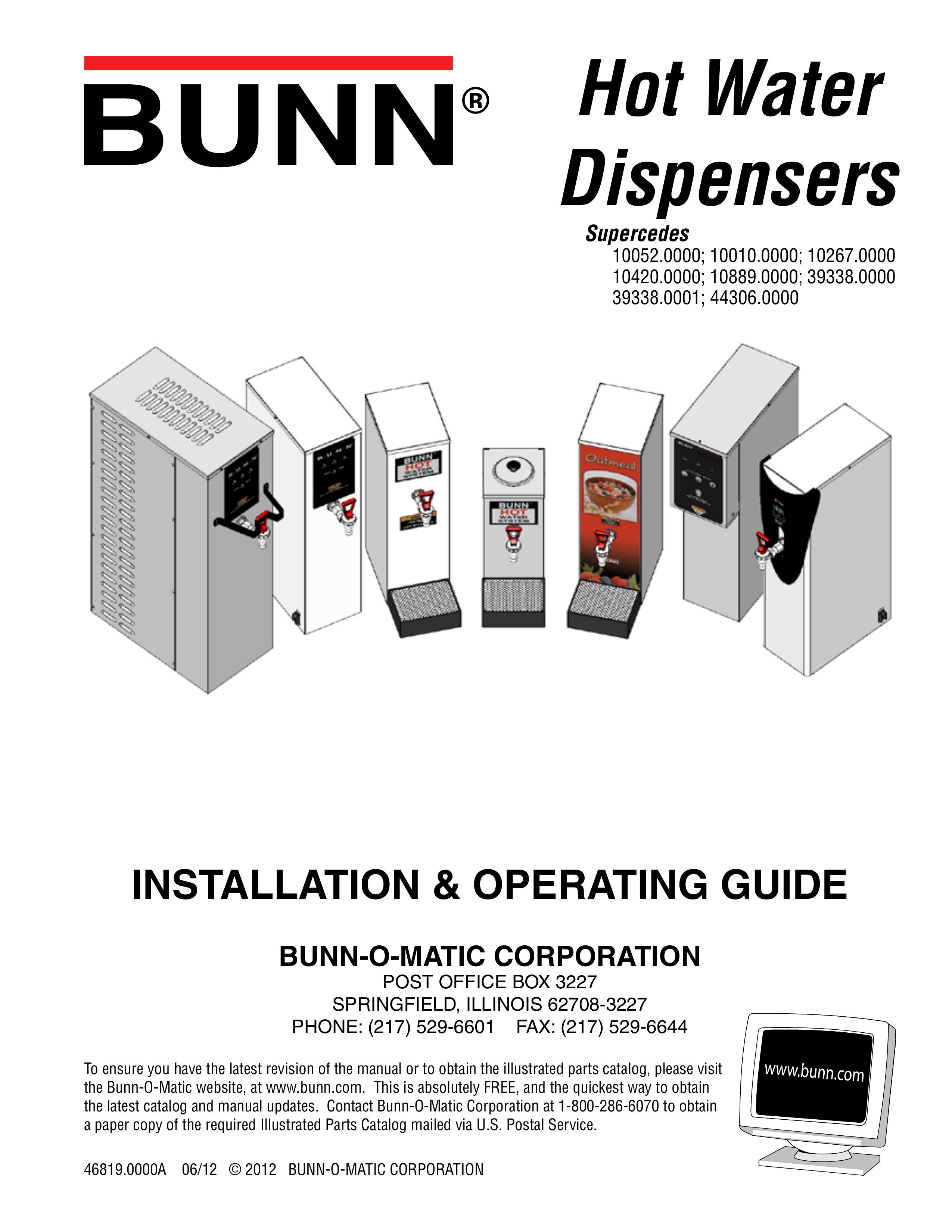 Bunn 10889 Water Dispenser User Manual