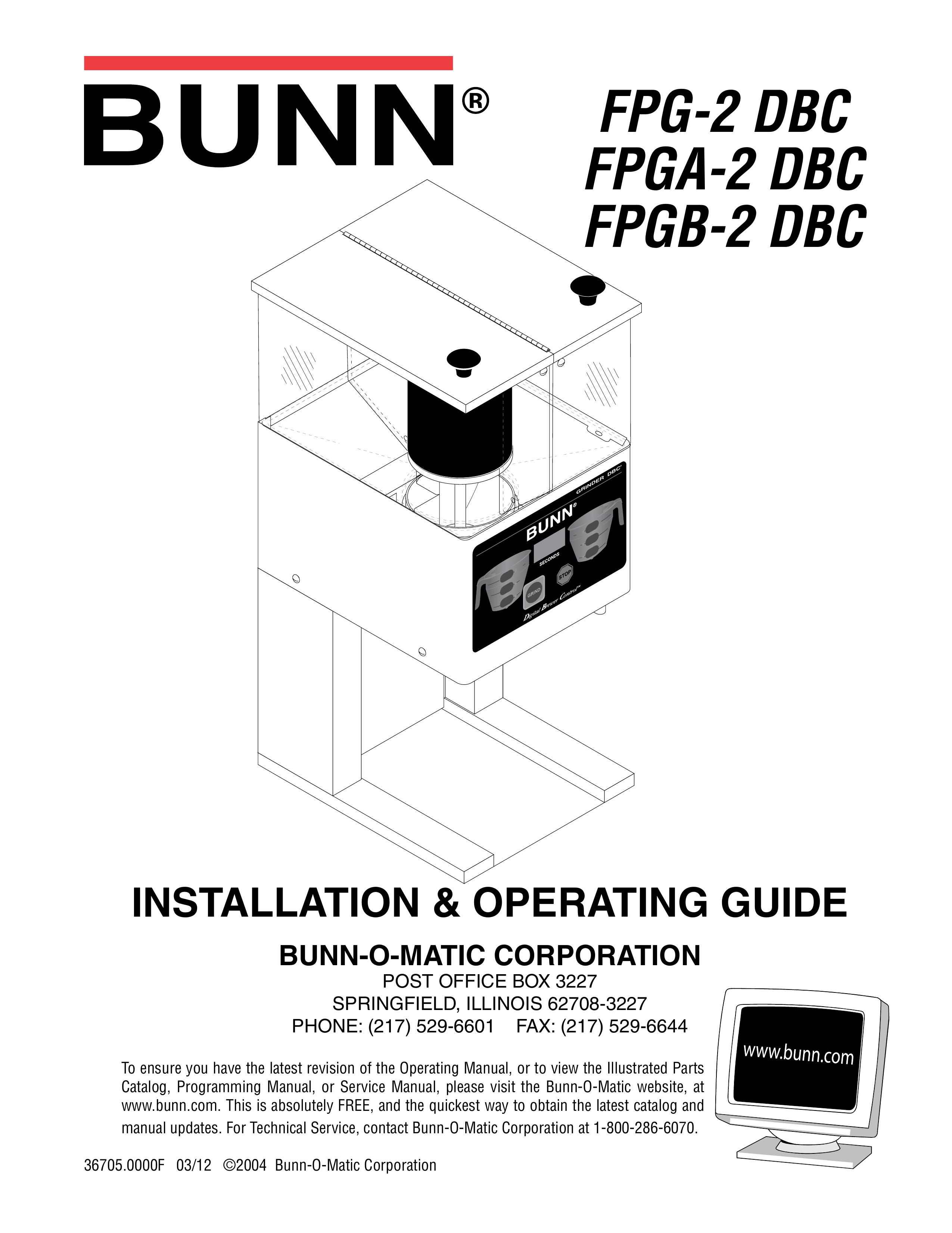Bunn FPGB-2 DBC Water Dispenser User Manual