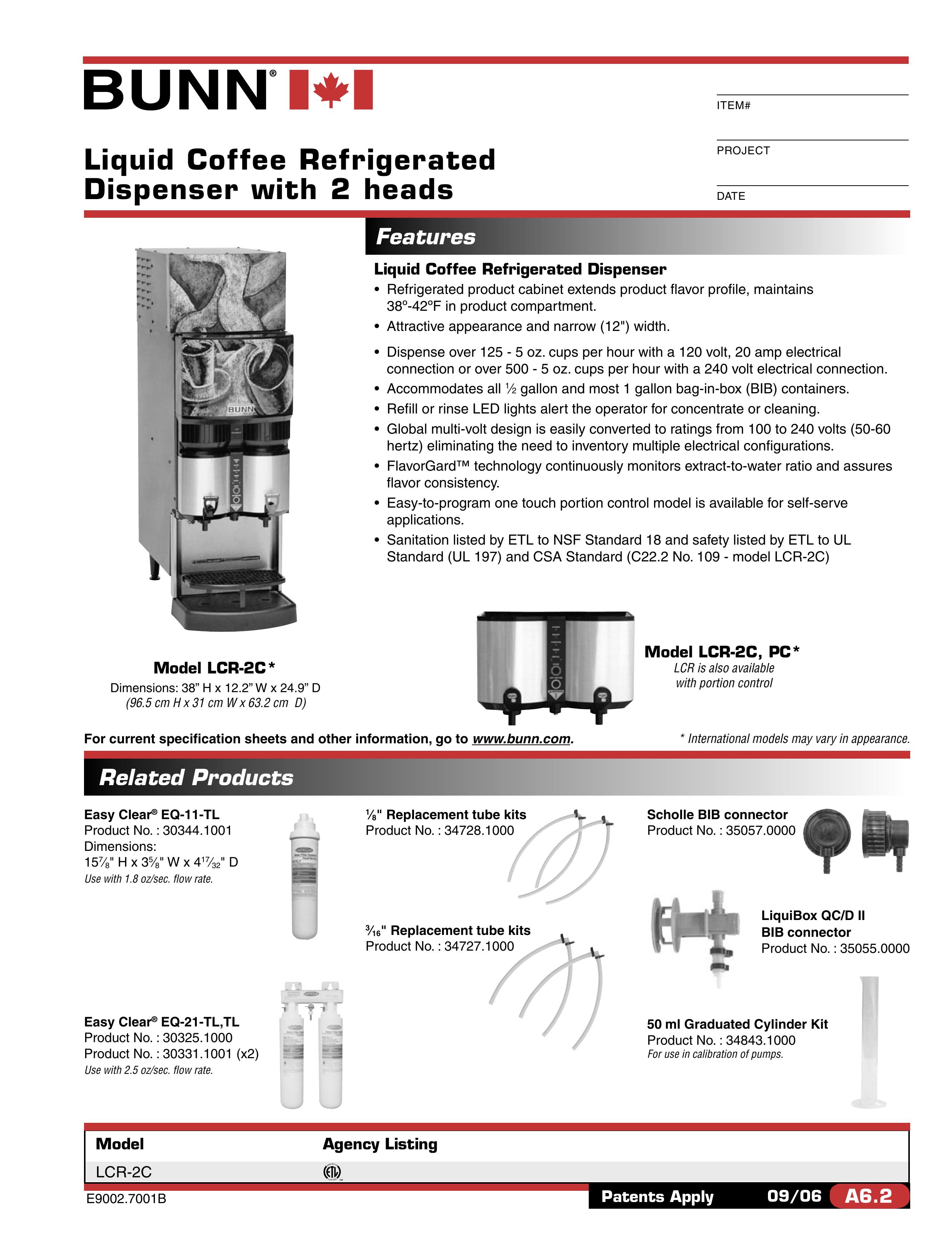 Bunn LCR-2C Water Dispenser User Manual