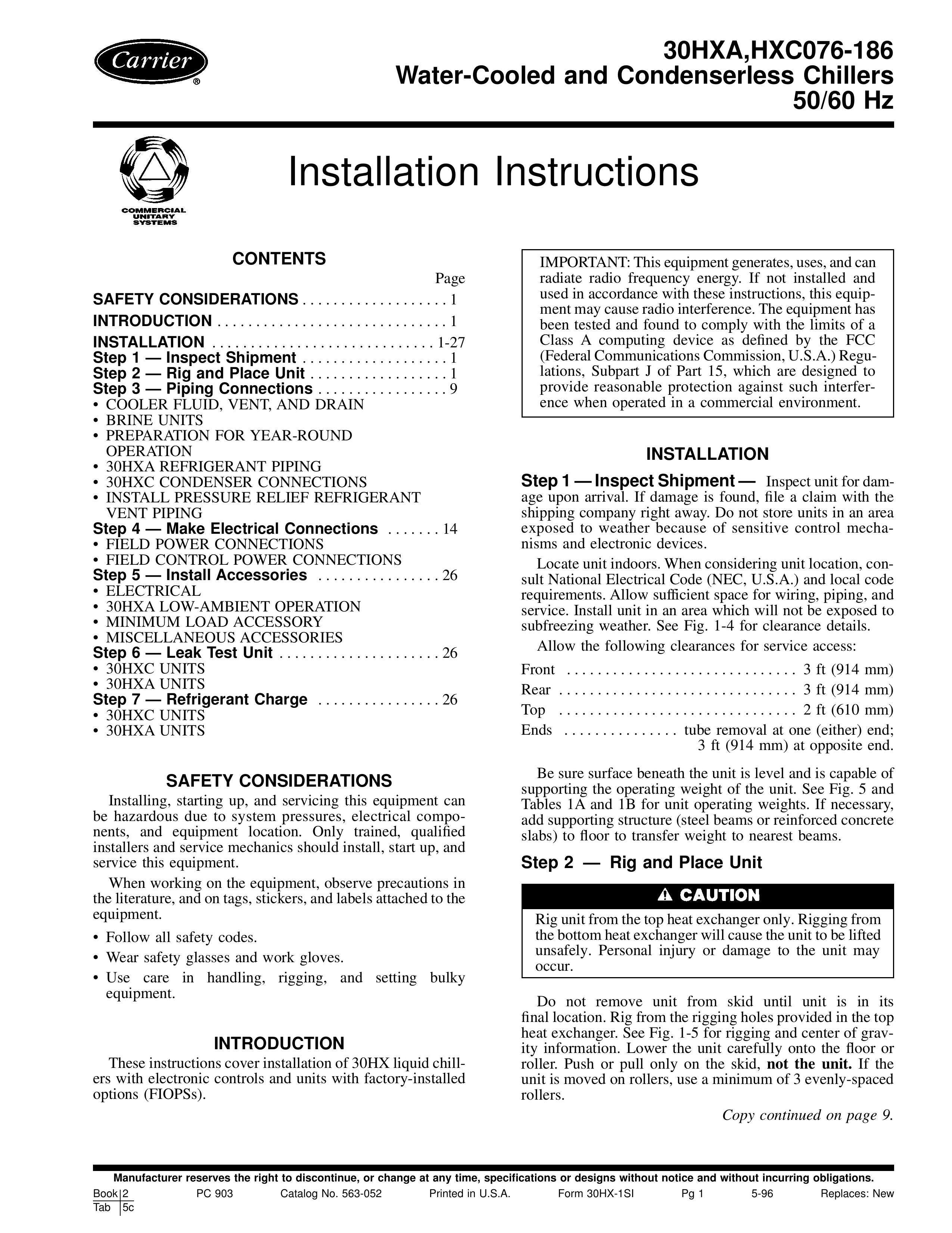 Carrier 30HXA Water Dispenser User Manual