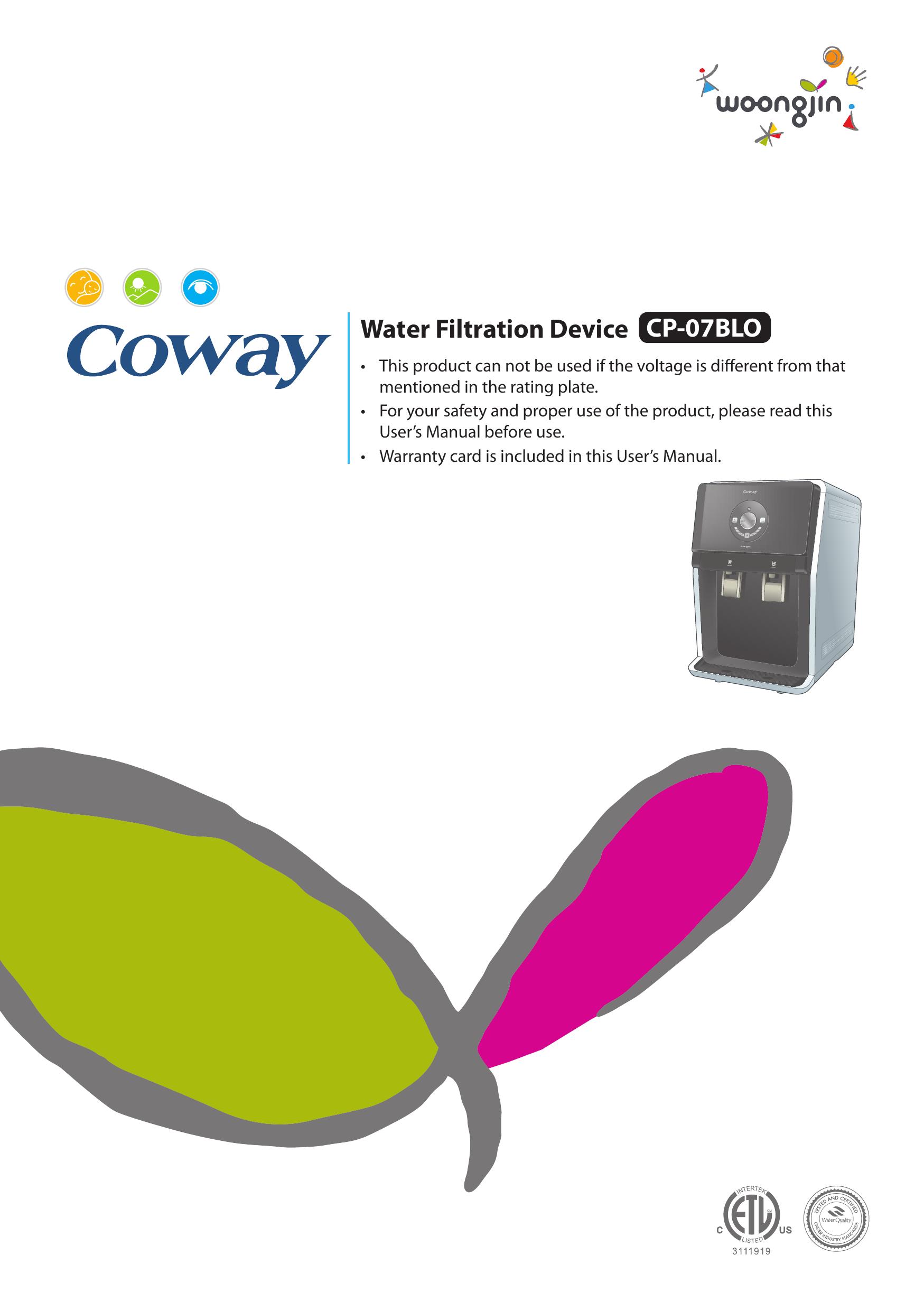 Coway CP-07BLO Water Dispenser User Manual