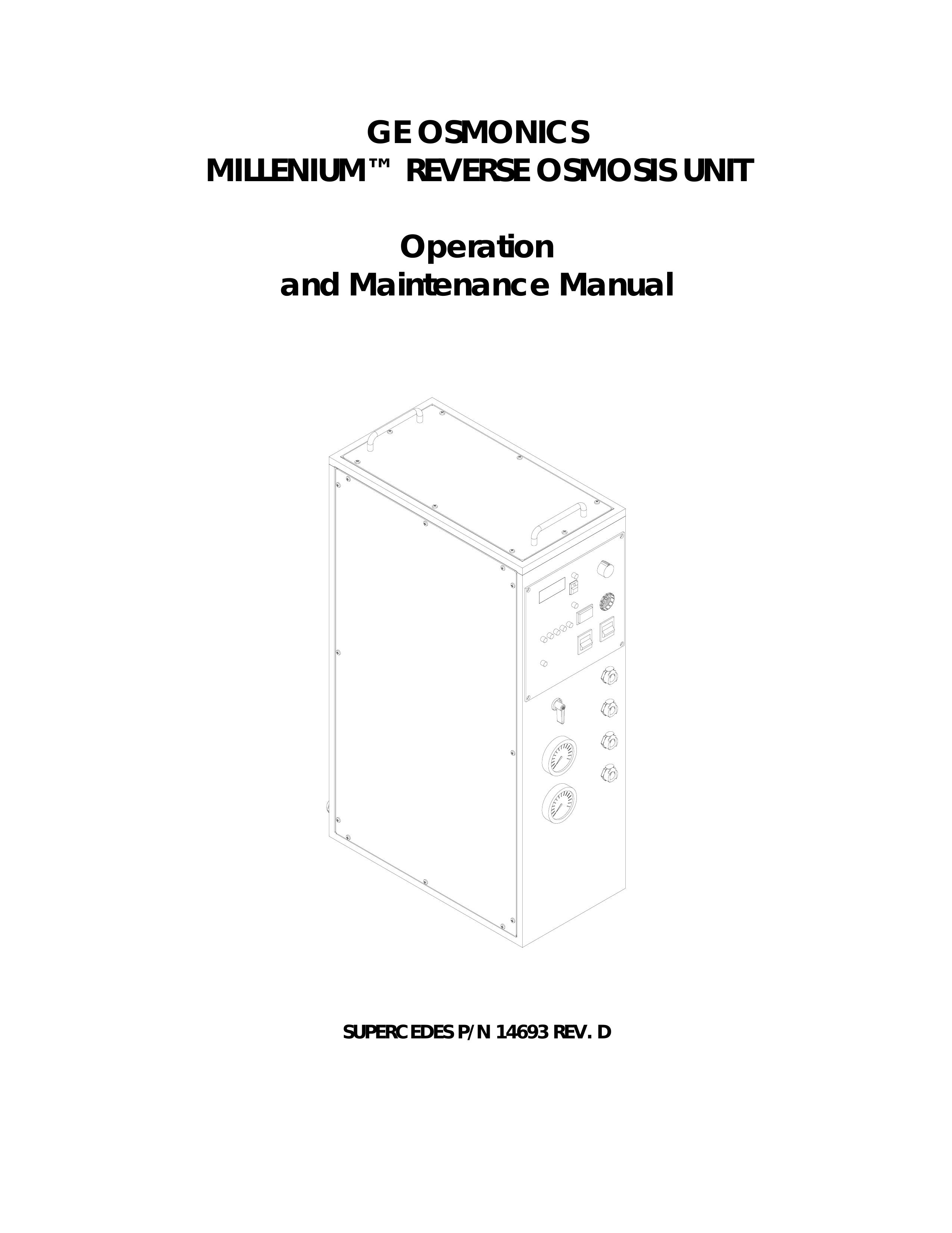 GE GE OSMONICS MILLENIUMTM REVERSE OSMOSIS UNIT Water Dispenser User Manual