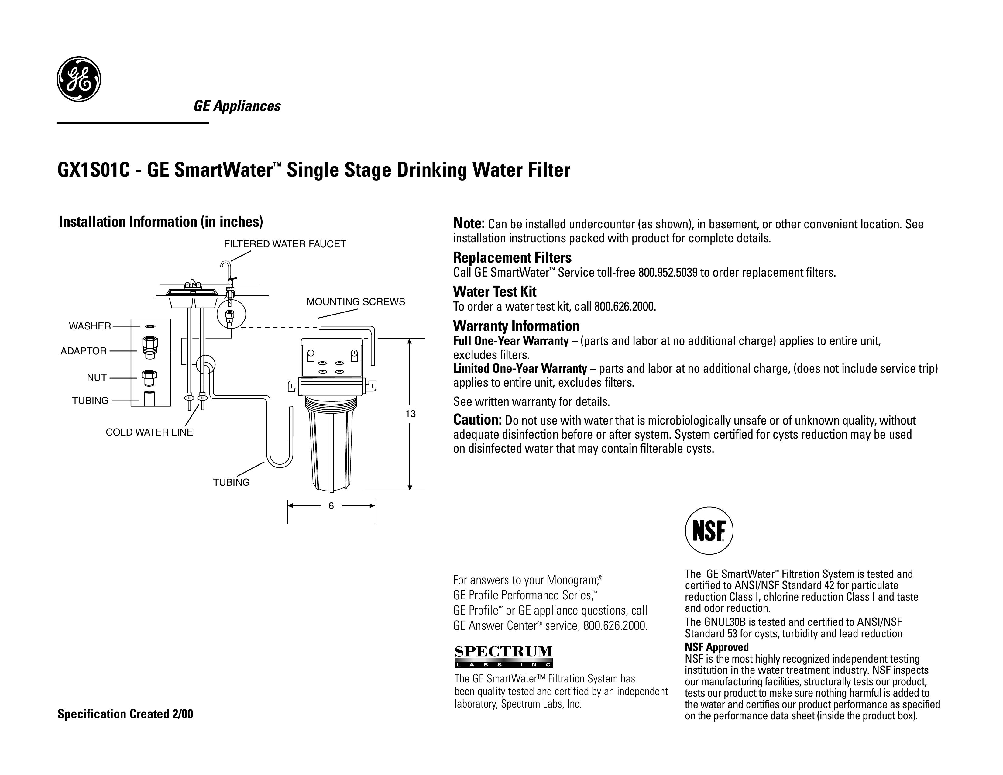 GE GX1S01C Water Dispenser User Manual