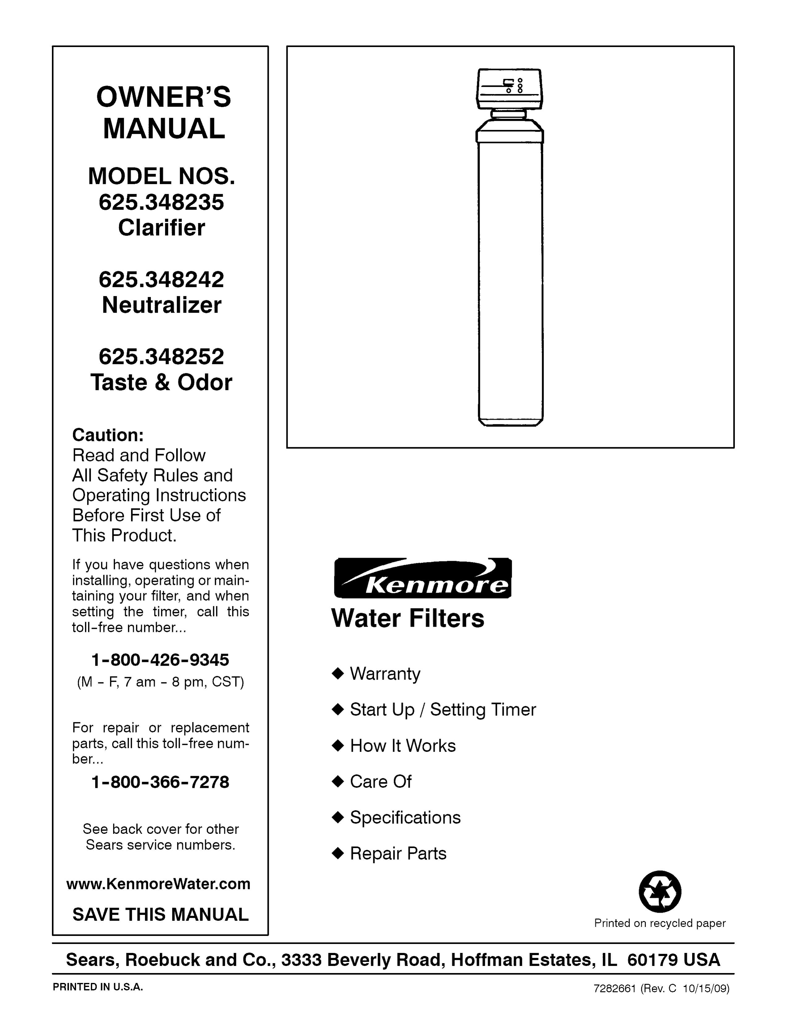 Kenmore 625.348252 Water Dispenser User Manual
