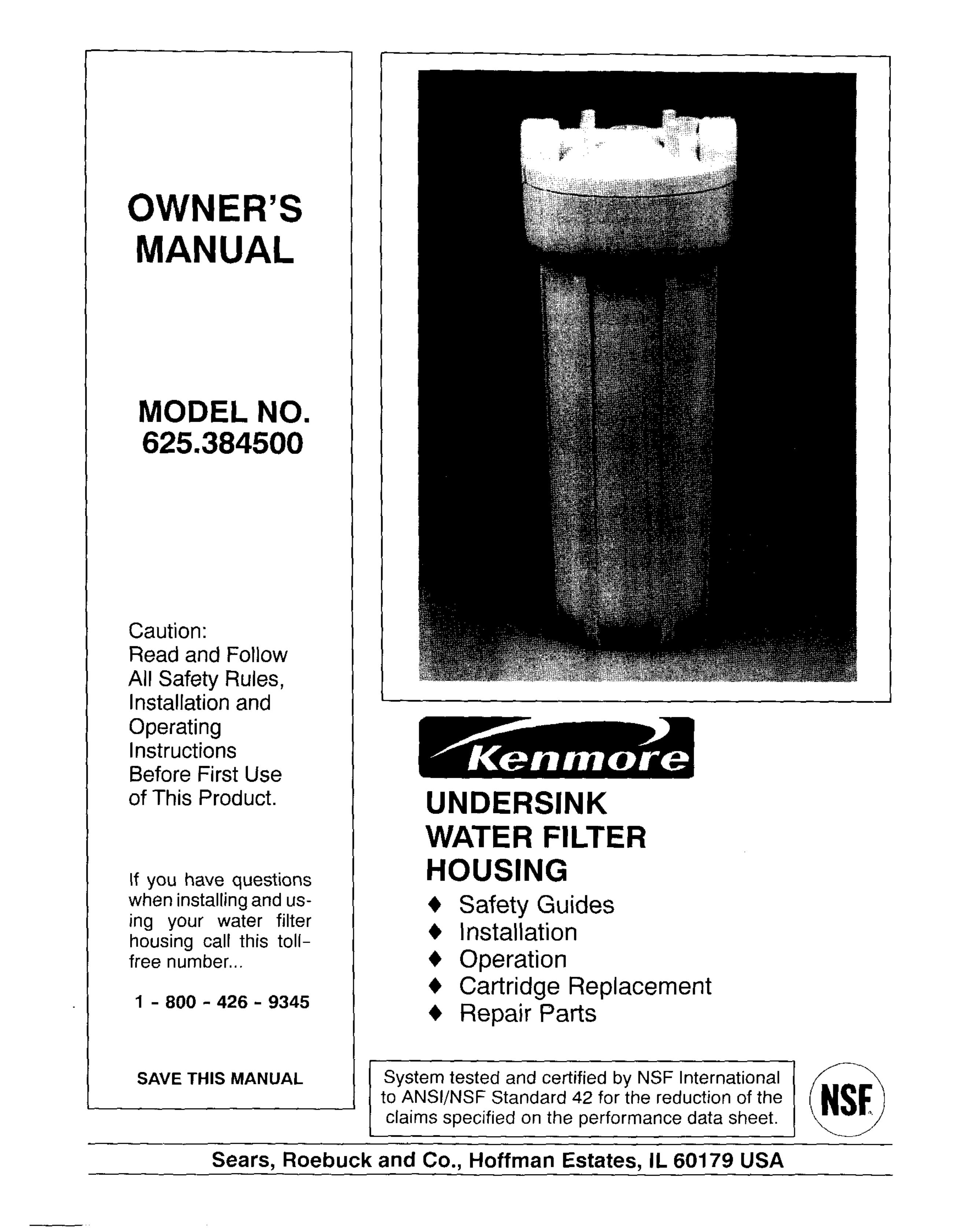 Kenmore 625.3845 Water Dispenser User Manual
