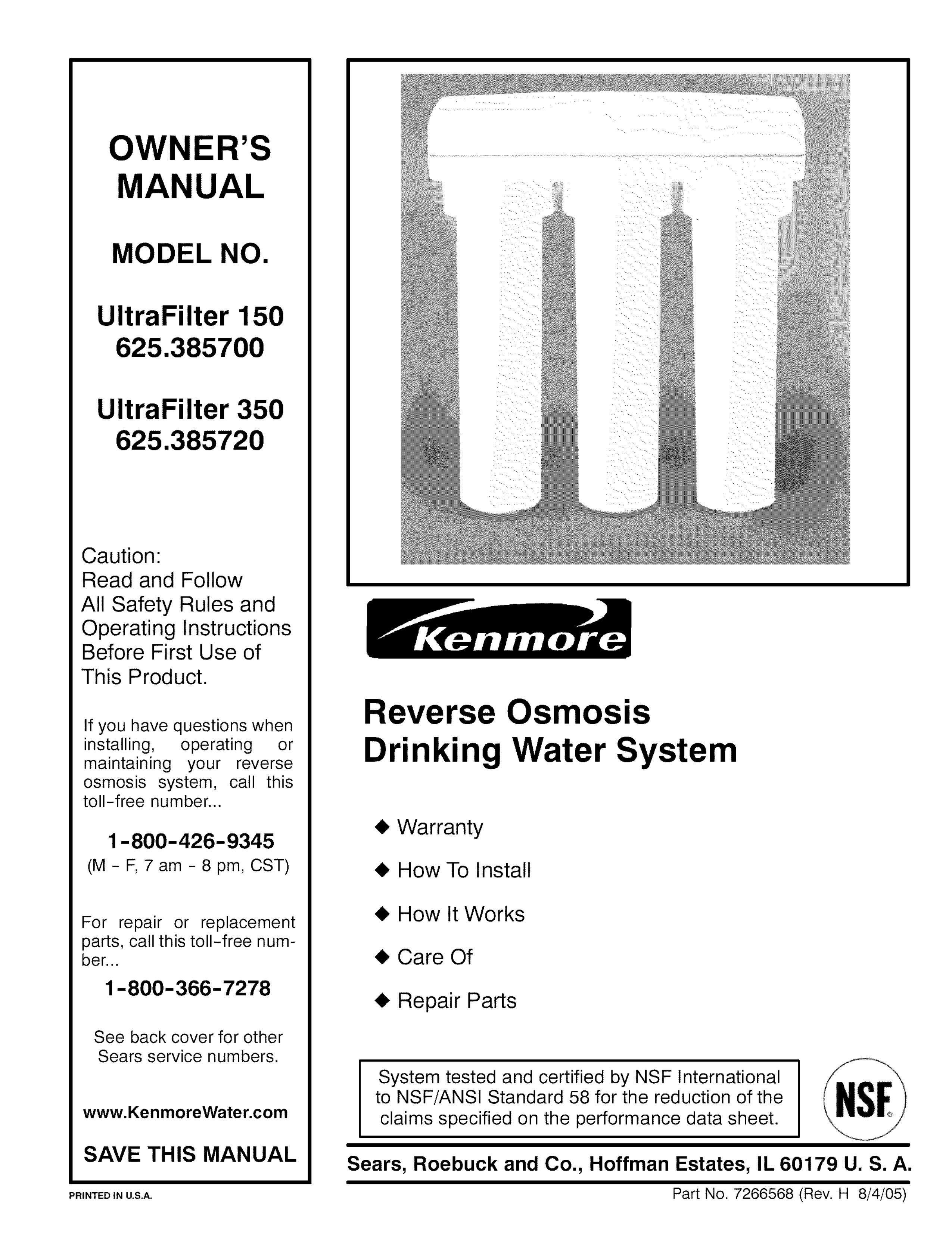 Kenmore 625.385700 Water Dispenser User Manual