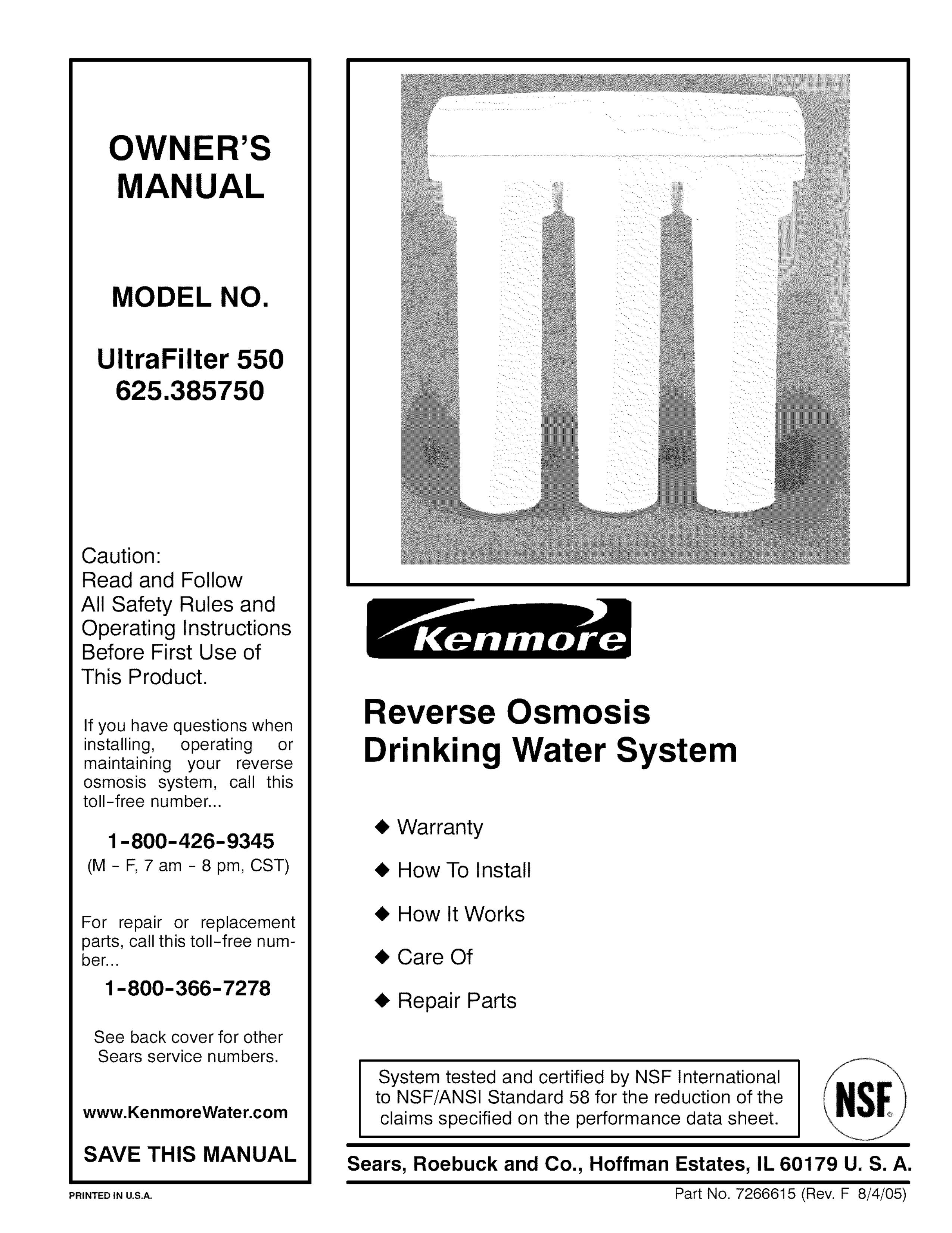 Kenmore 625.38575 Water Dispenser User Manual