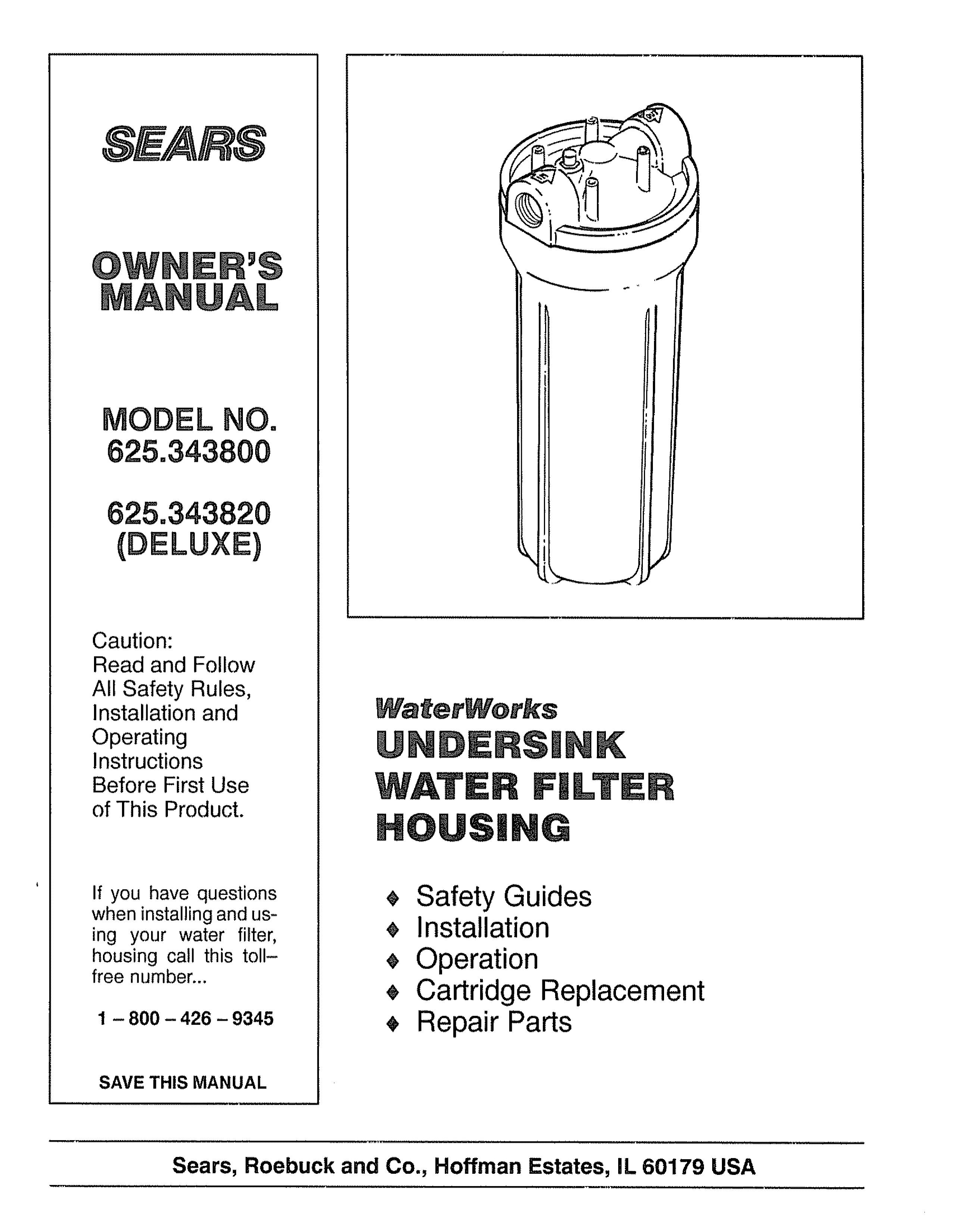 Sears 625.3438 Water Dispenser User Manual