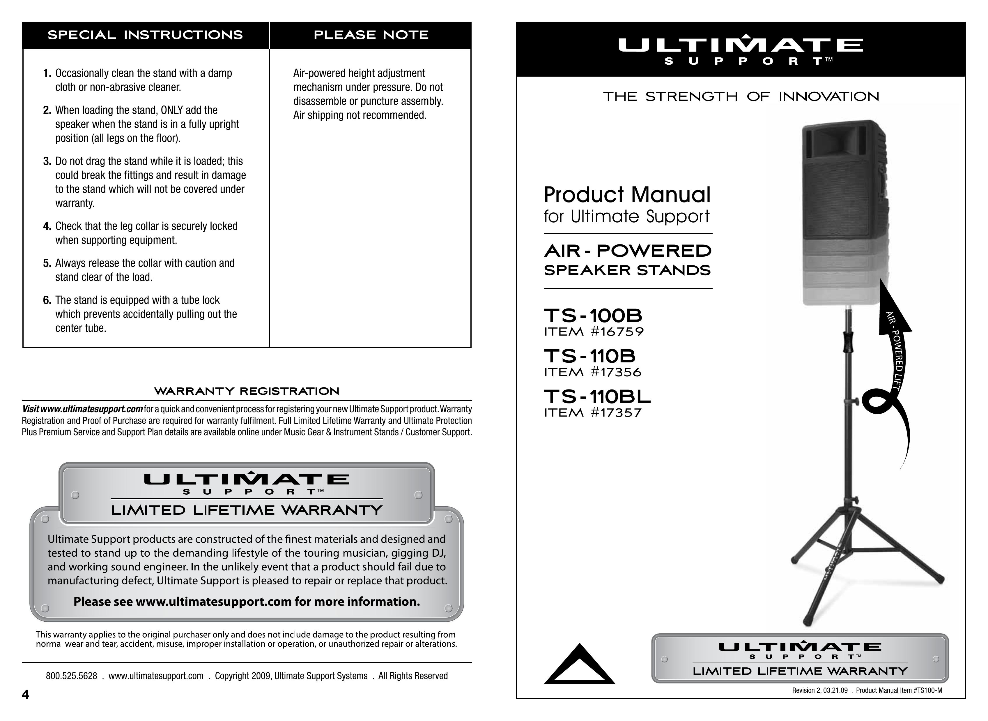 Ultimate Support Systems TS-110BL Water Dispenser User Manual