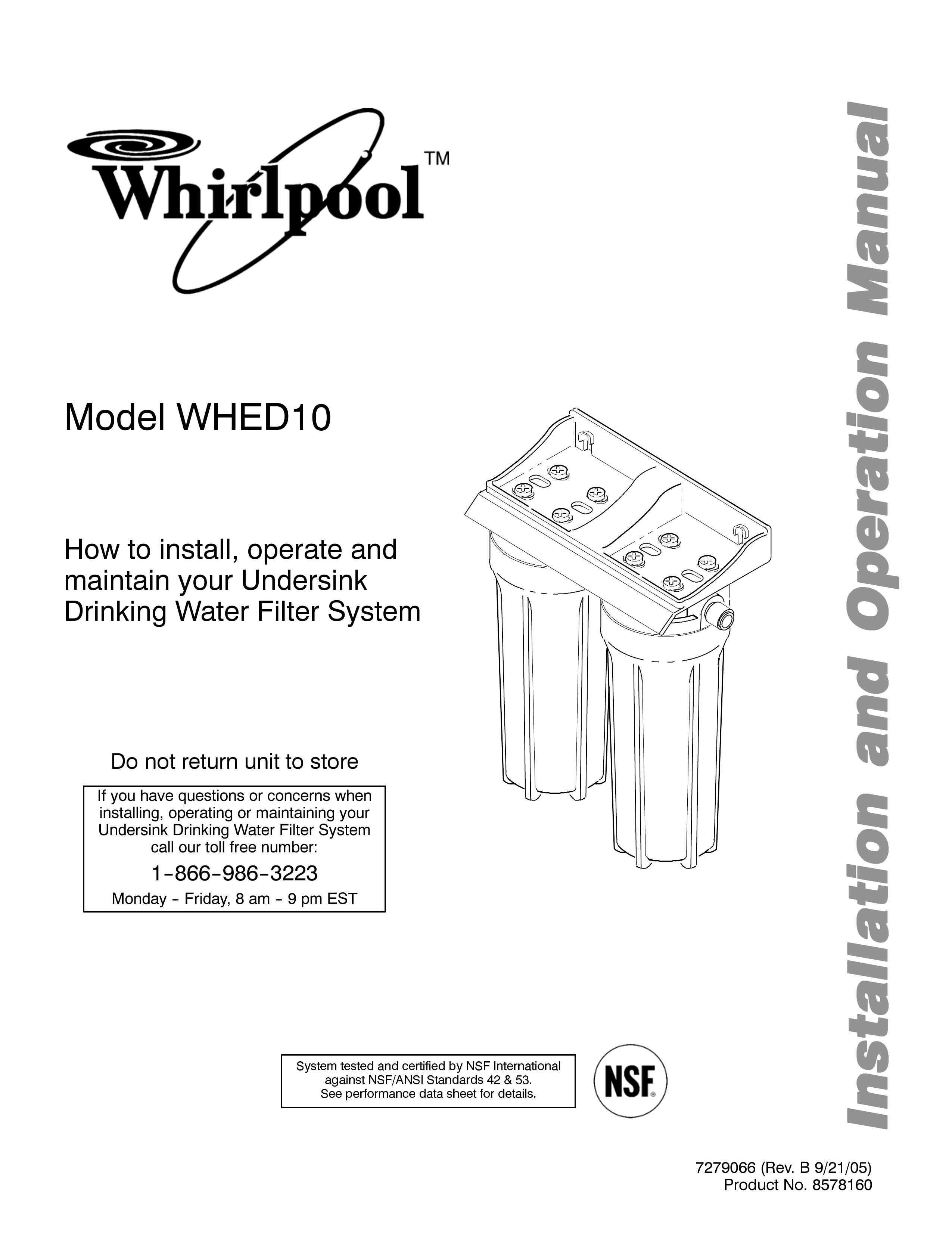 Whirlpool WHED10 Water Dispenser User Manual