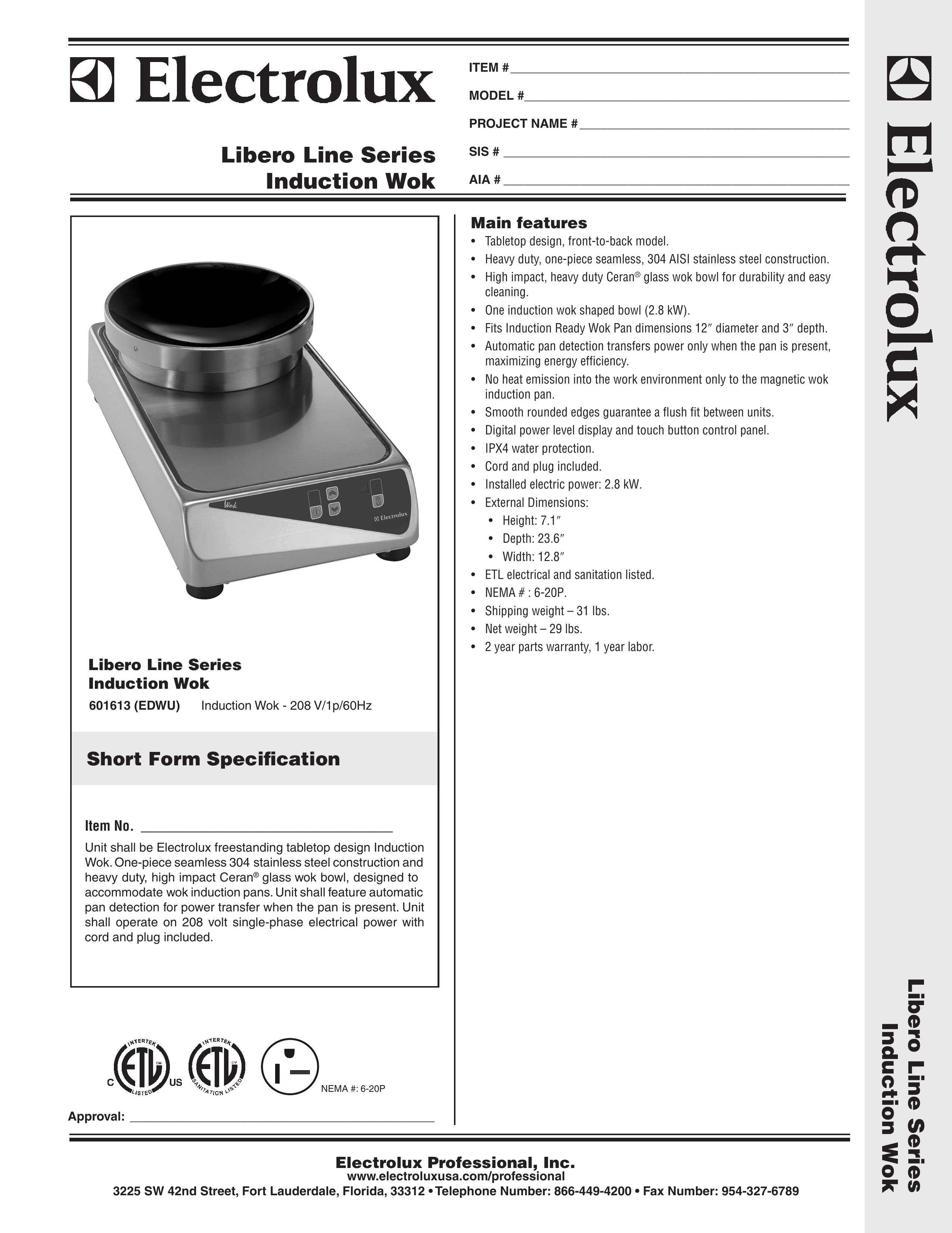 Electrolux 601613 Wok User Manual