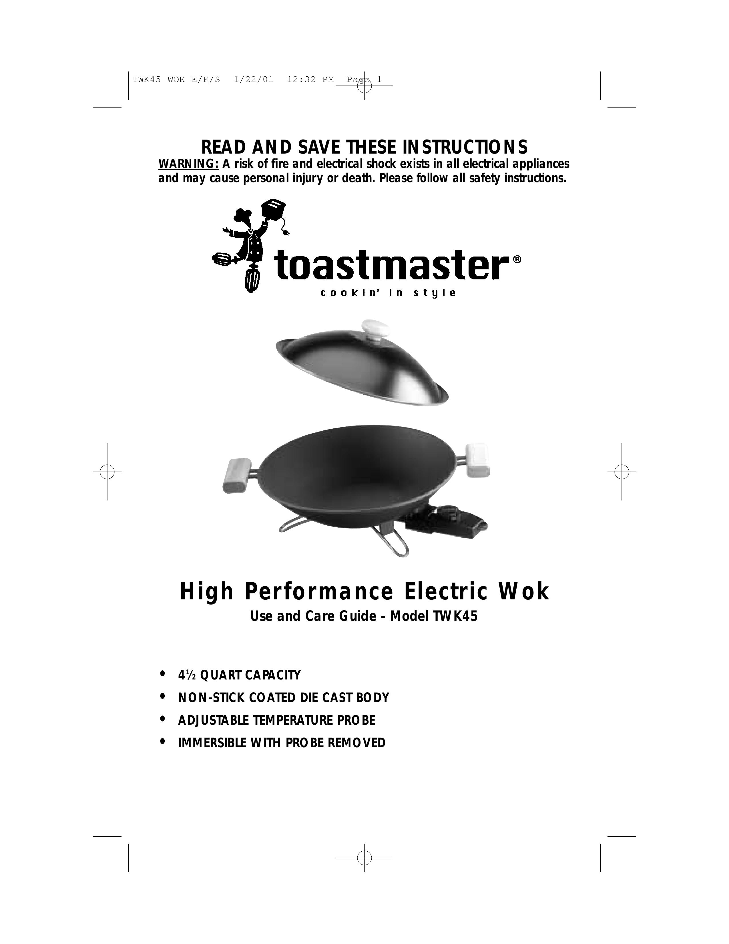 Toastmaster TWK45 Wok User Manual