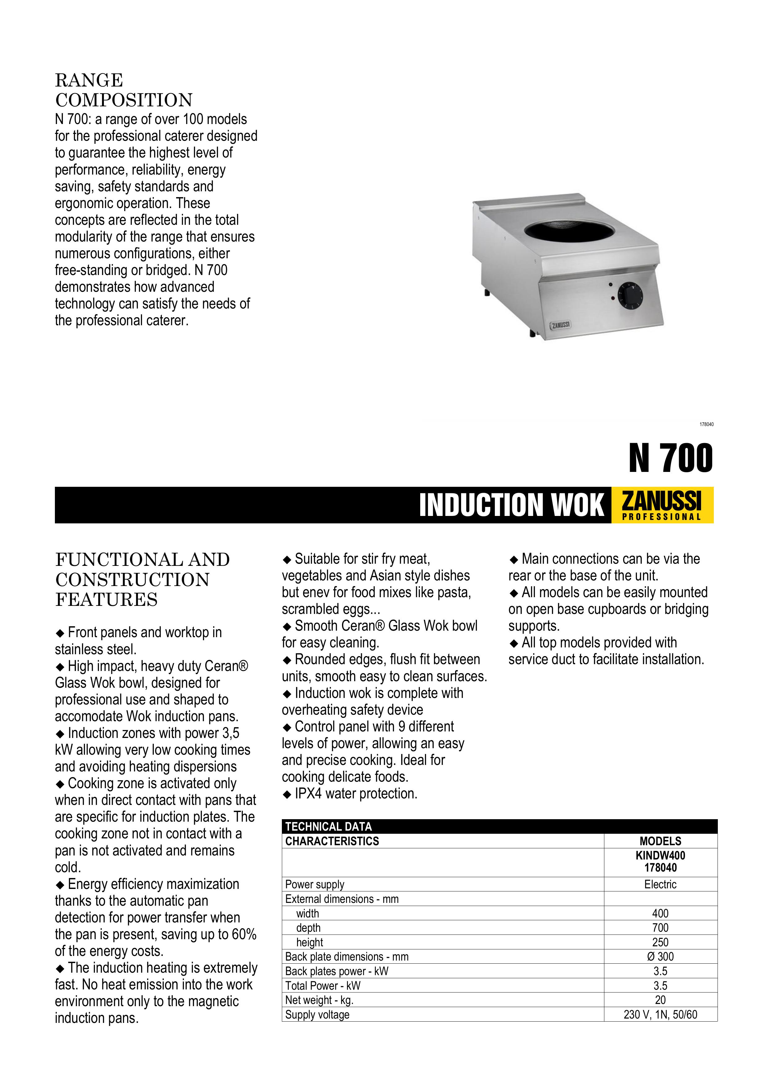 Zanussi KINDW400 Wok User Manual