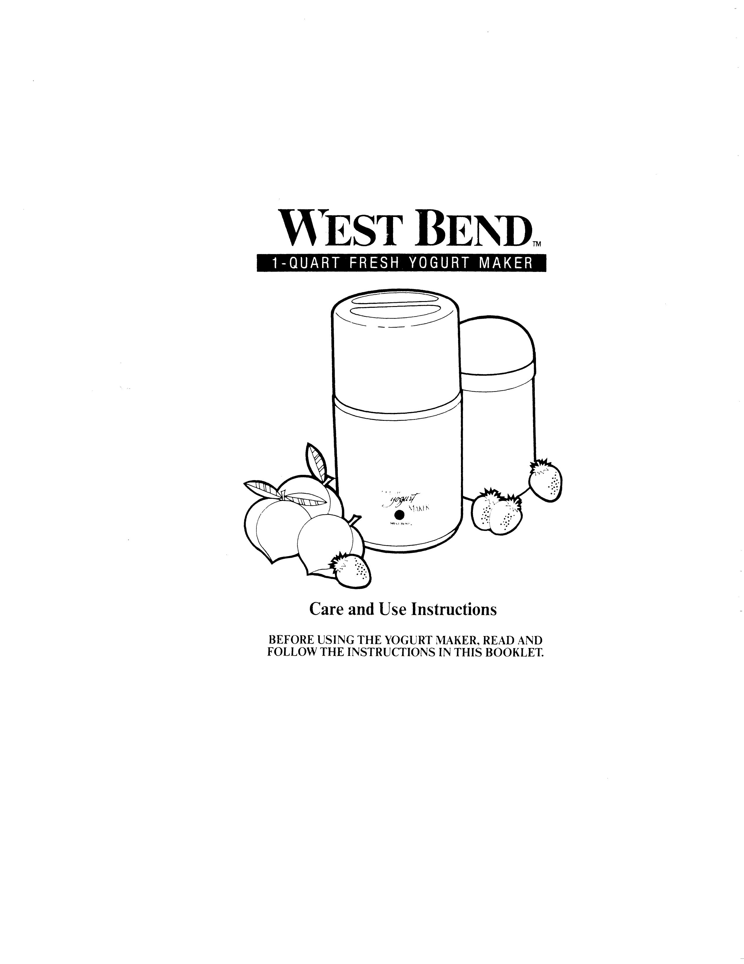West Bend 6060 Yogurt Maker User Manual