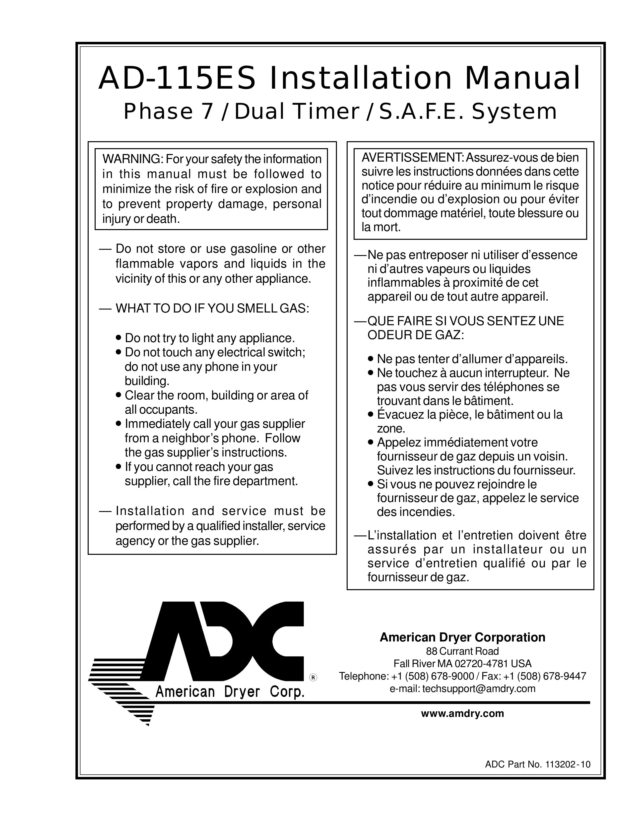 ADC AD-115ES Clothes Dryer User Manual