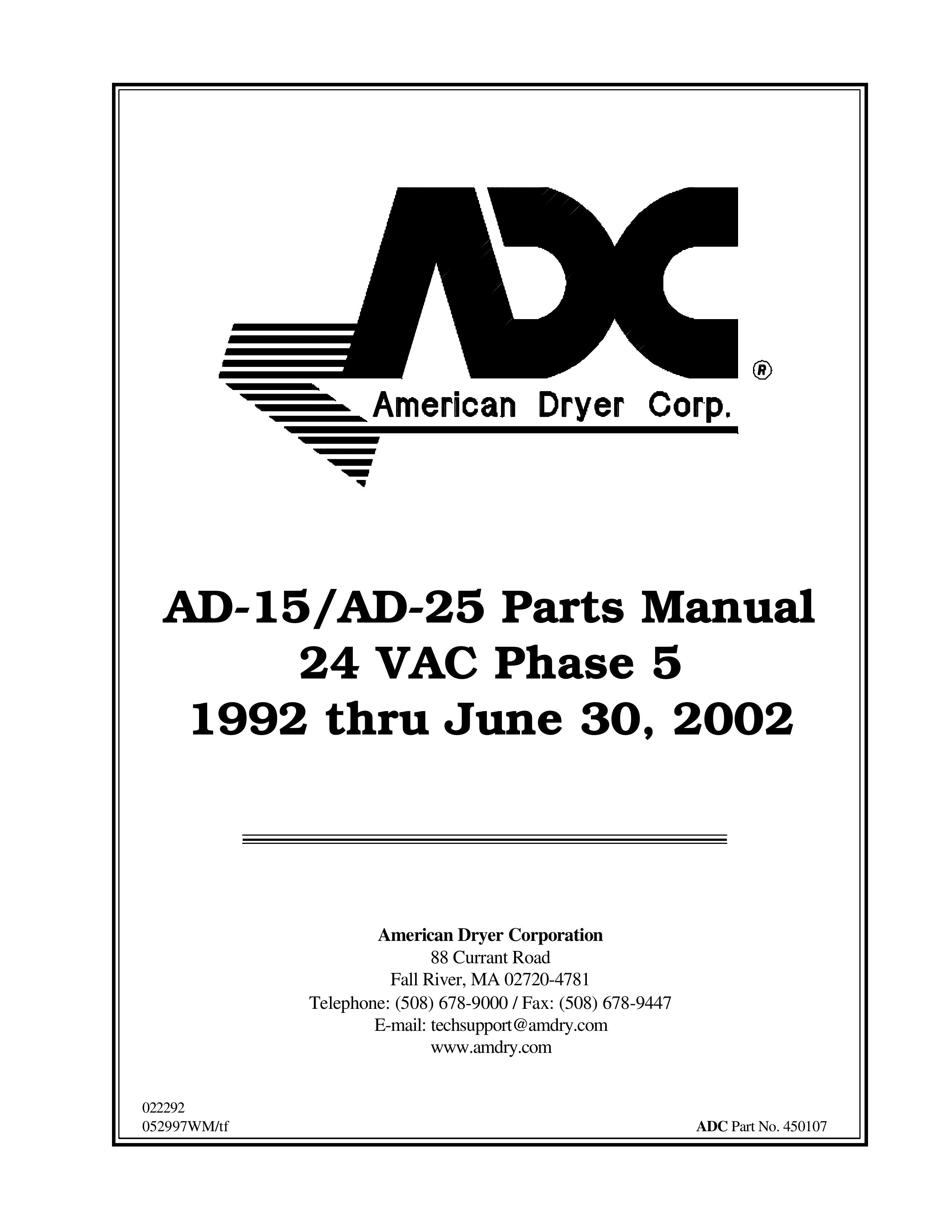 ADC AD-15 Clothes Dryer User Manual