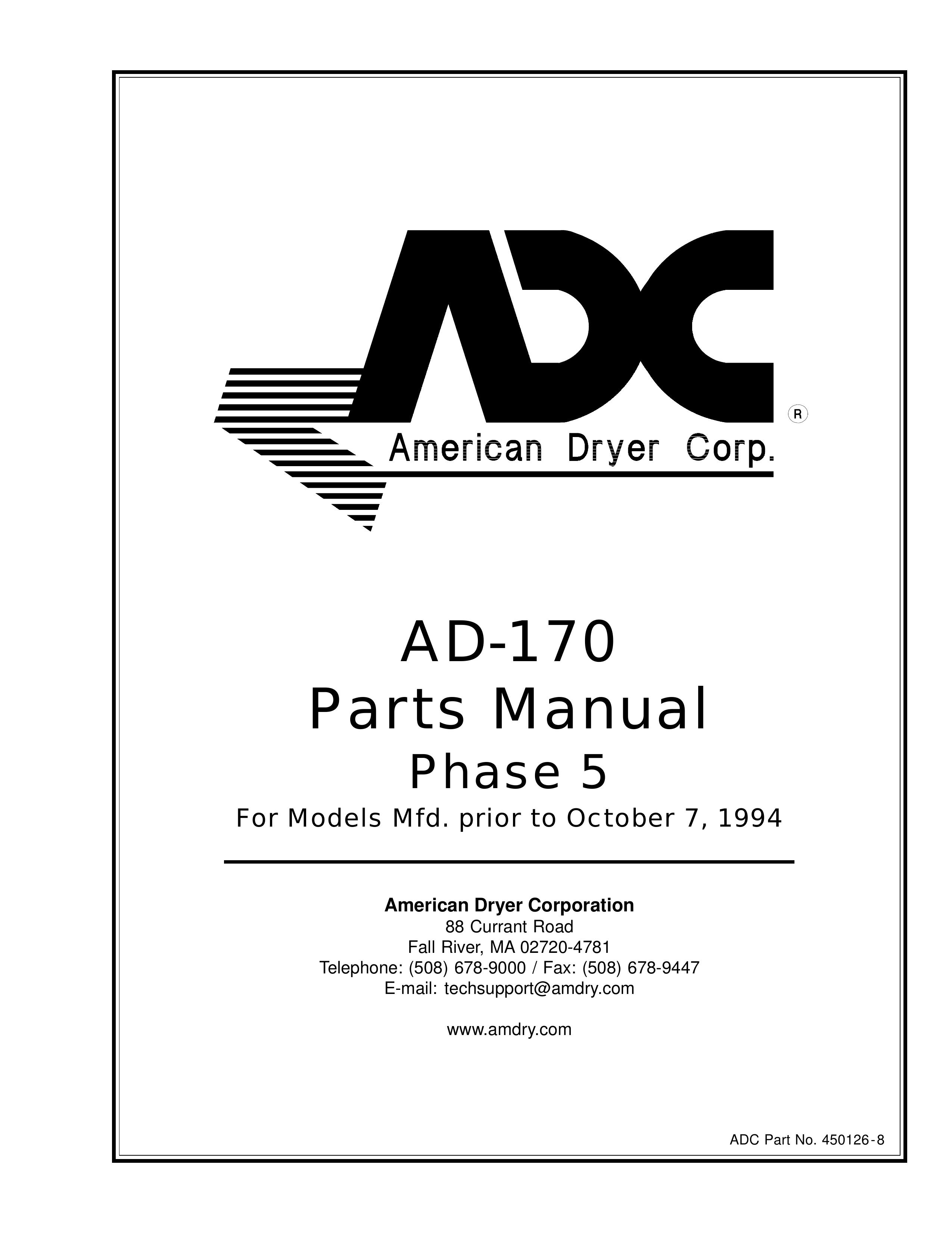 ADC AD-170 Clothes Dryer User Manual