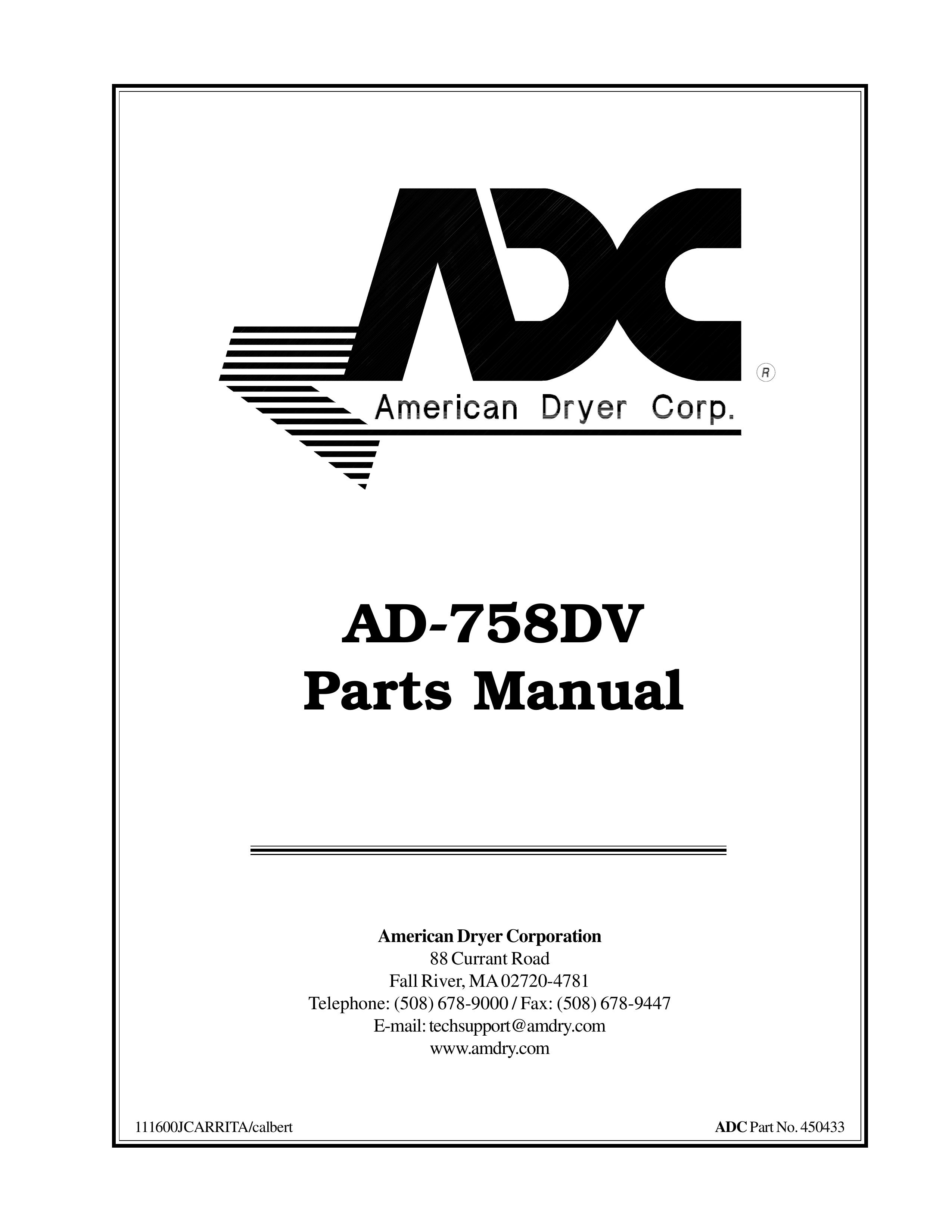 ADC AD-758DV Clothes Dryer User Manual