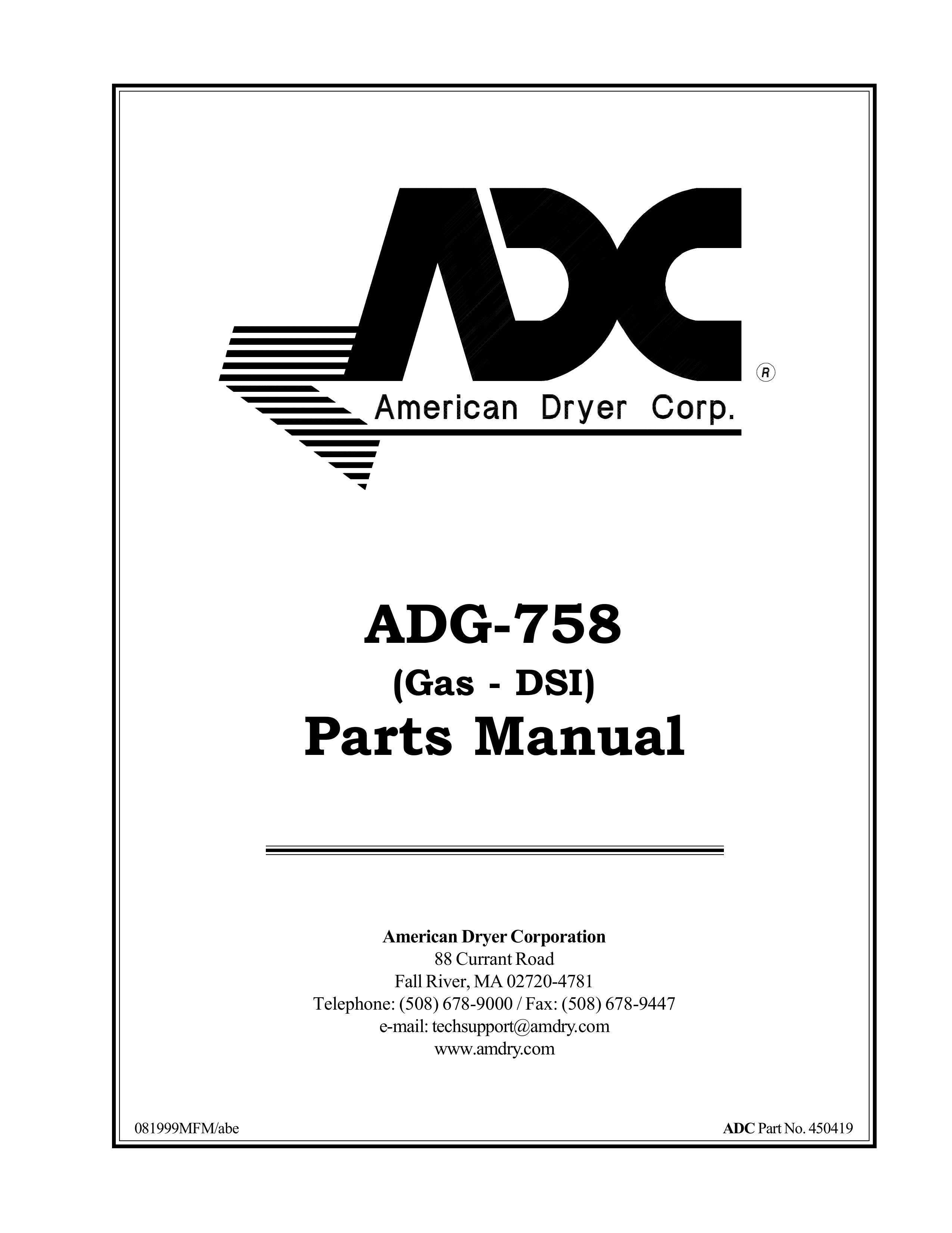 ADC ADG-758 Clothes Dryer User Manual