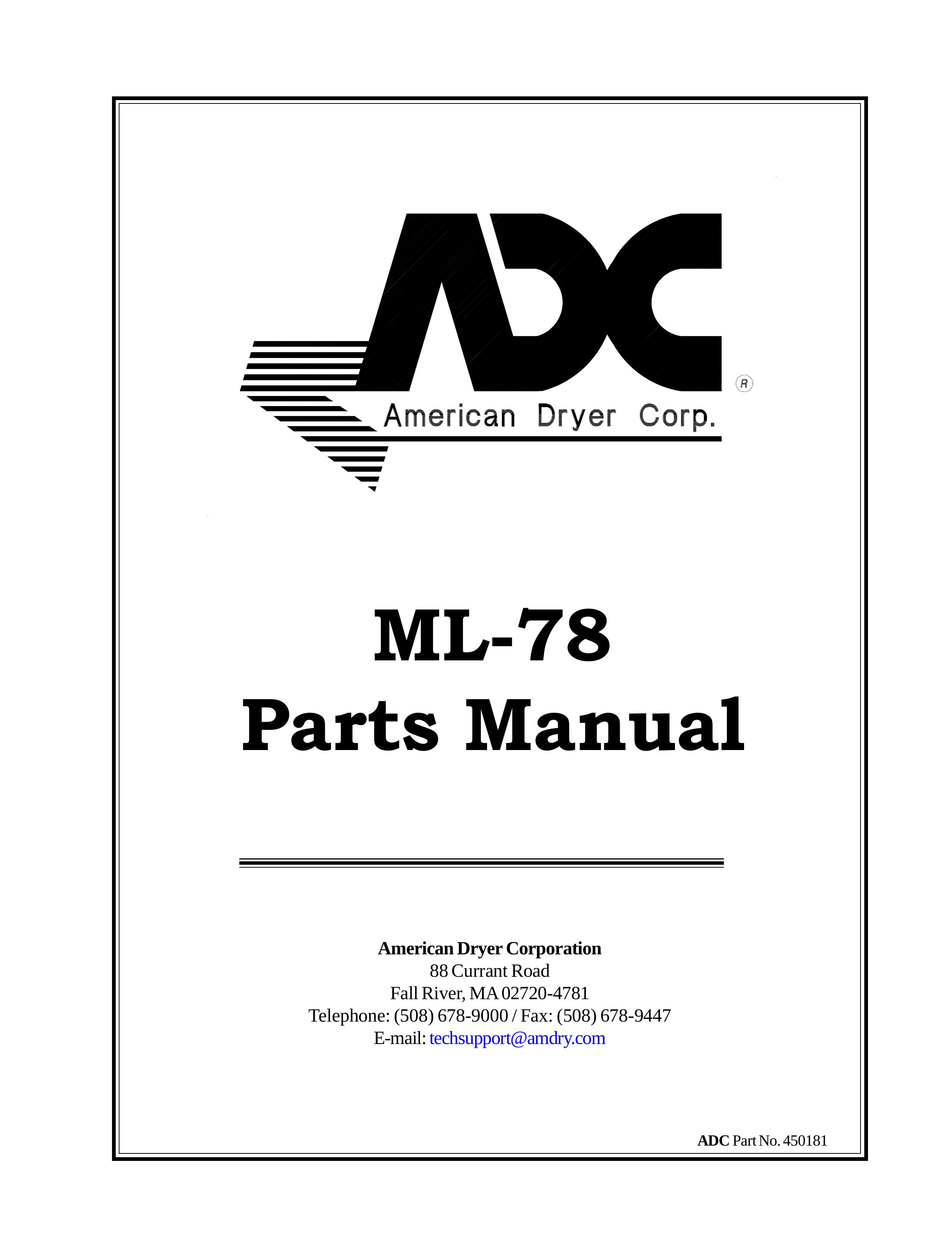 ADC ML-78 Clothes Dryer User Manual
