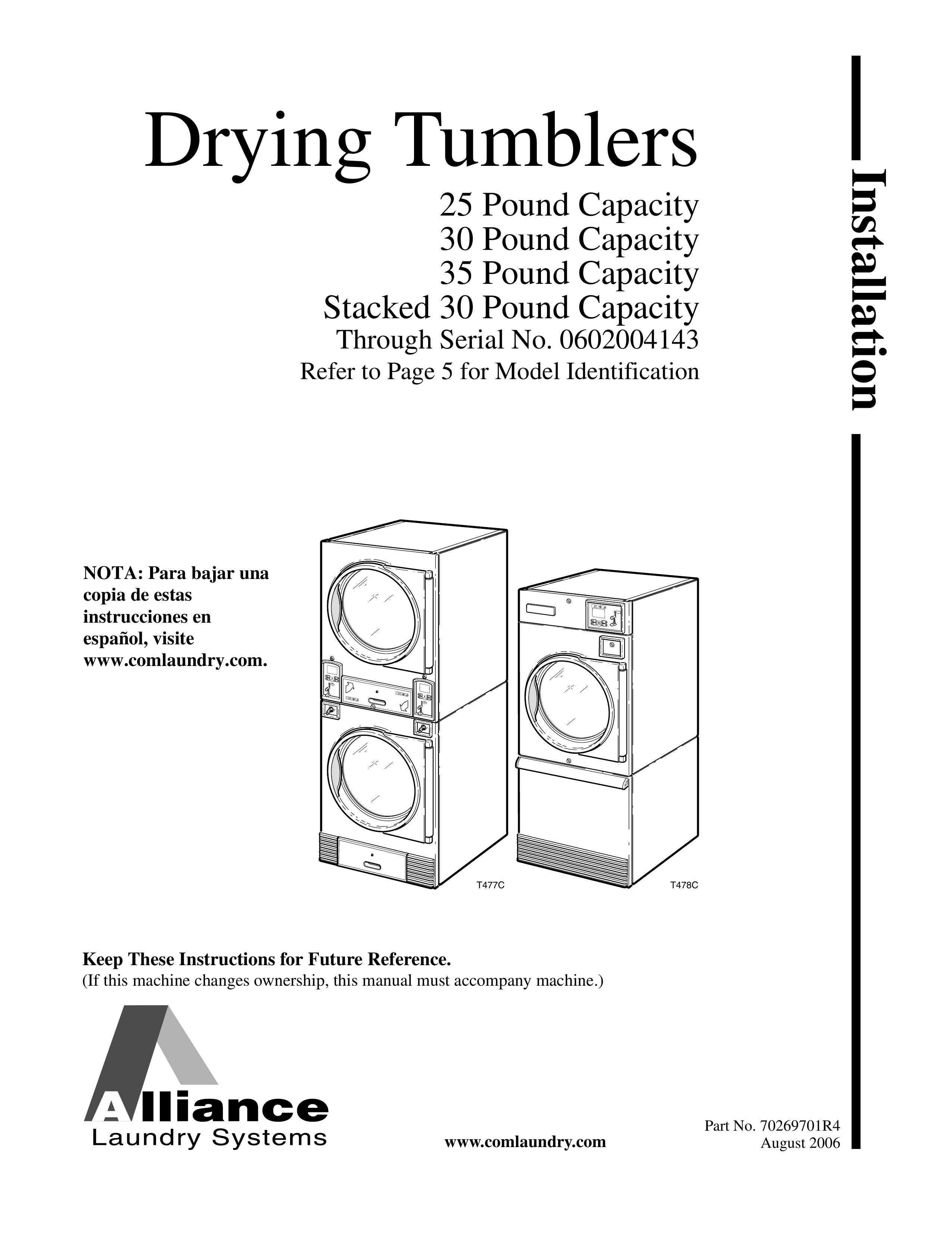 Alliance Laundry Systems 70269701R4 Clothes Dryer User Manual