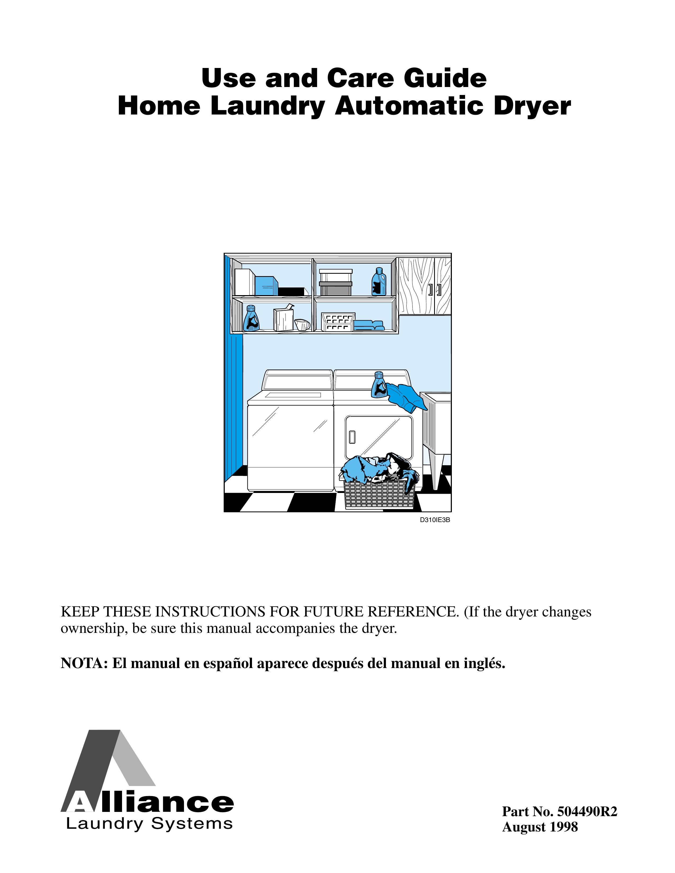Alliance Laundry Systems D310IE3B Clothes Dryer User Manual