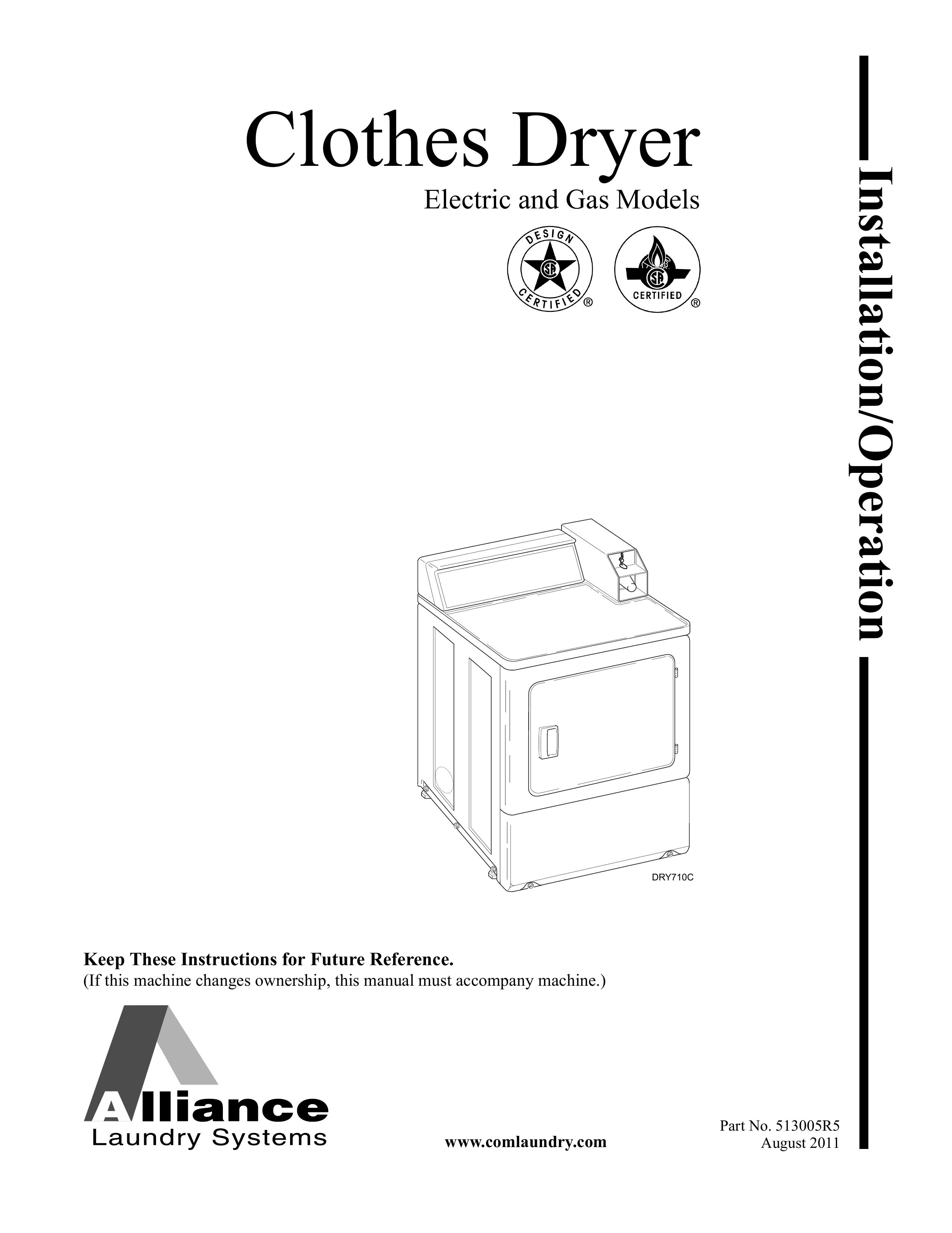 Alliance Laundry Systems DRY710C Clothes Dryer User Manual