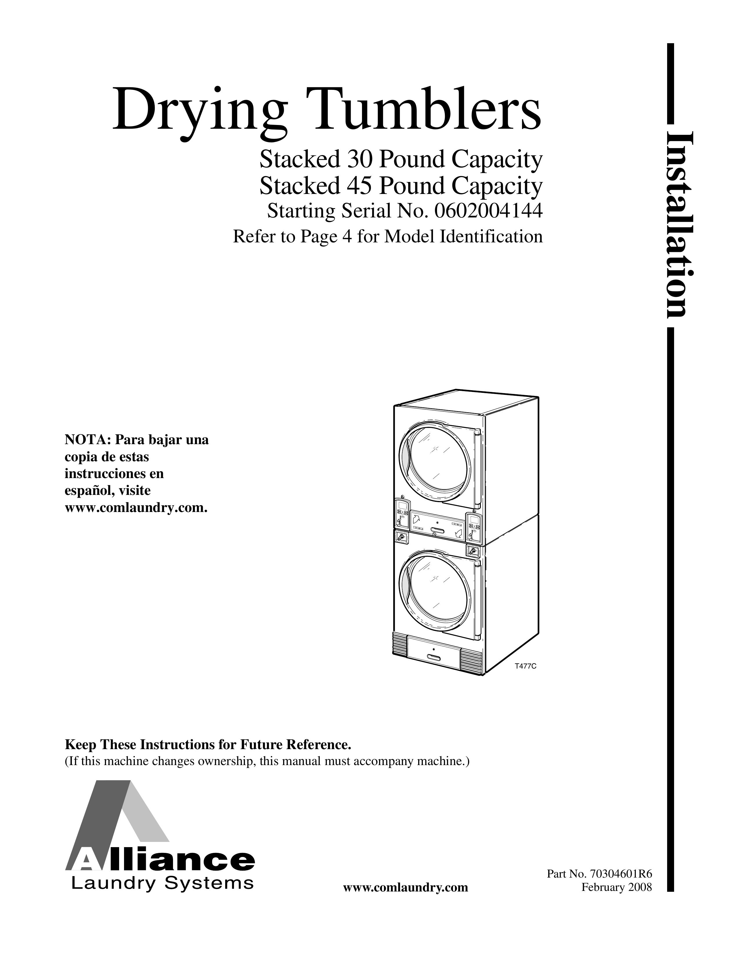 Alliance Laundry Systems Drying Cabinet Clothes Dryer User Manual