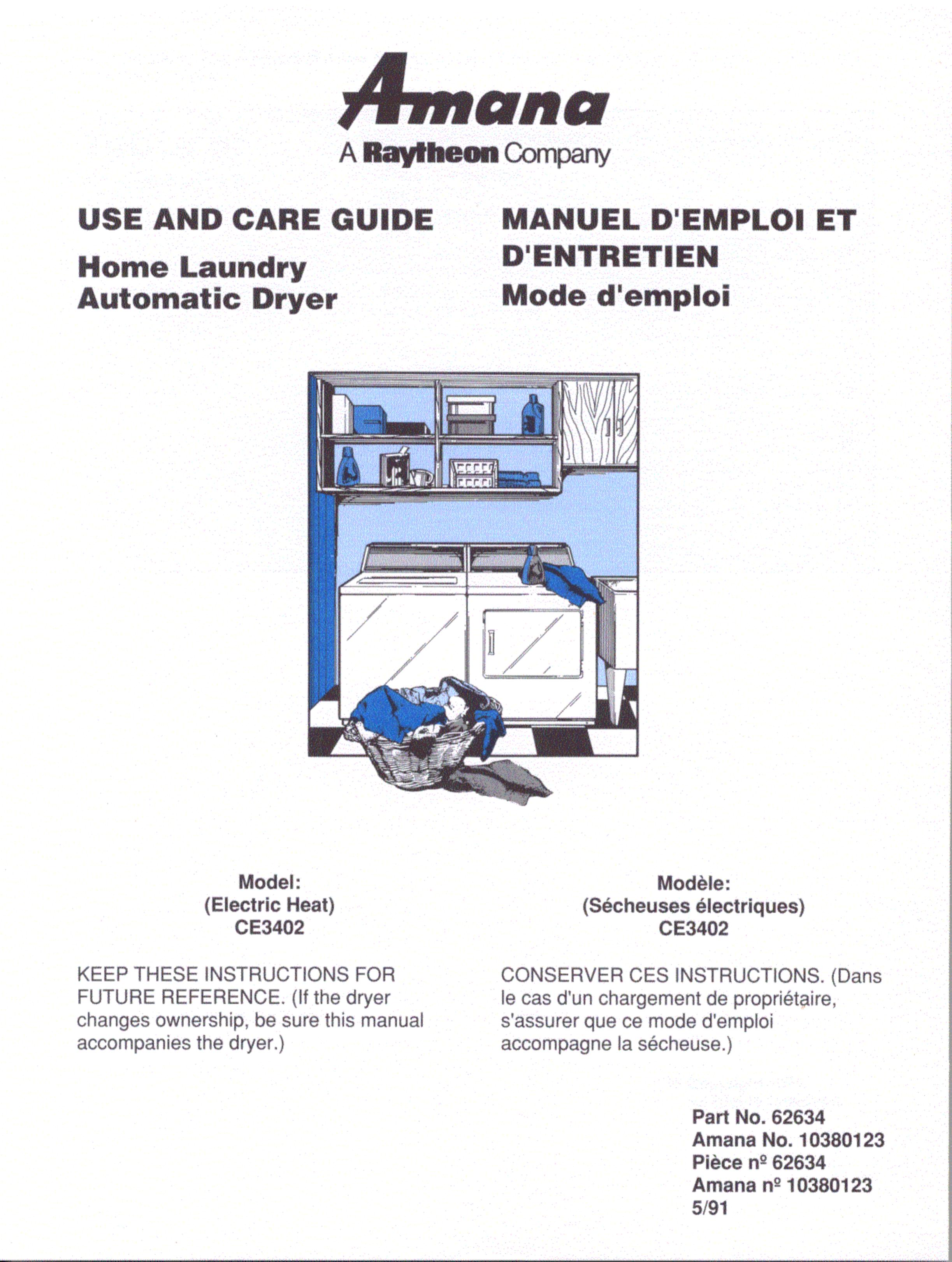 Amana CE3402 Clothes Dryer User Manual