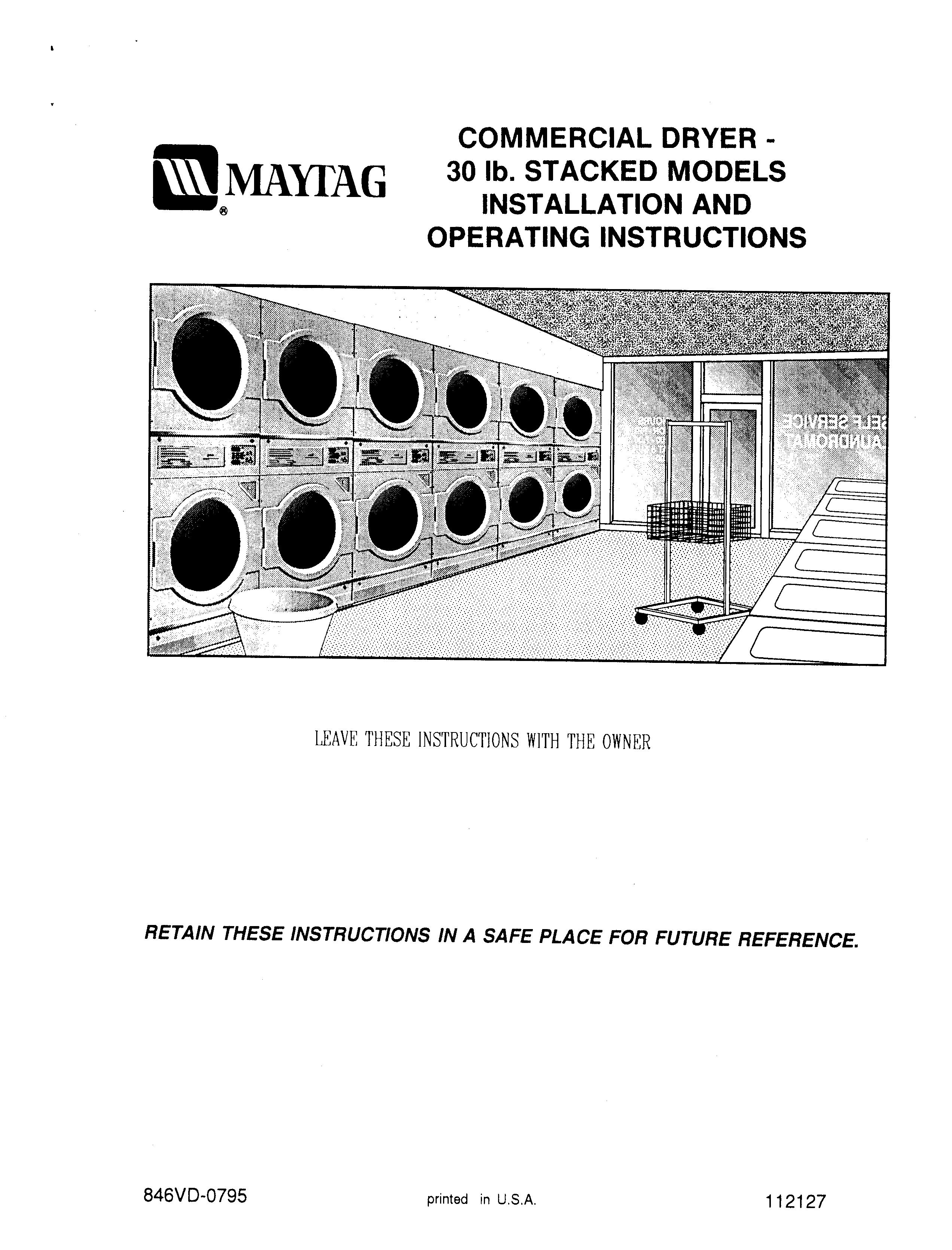 American Dryer Corp. 30 lb. Stacked Models Clothes Dryer User Manual