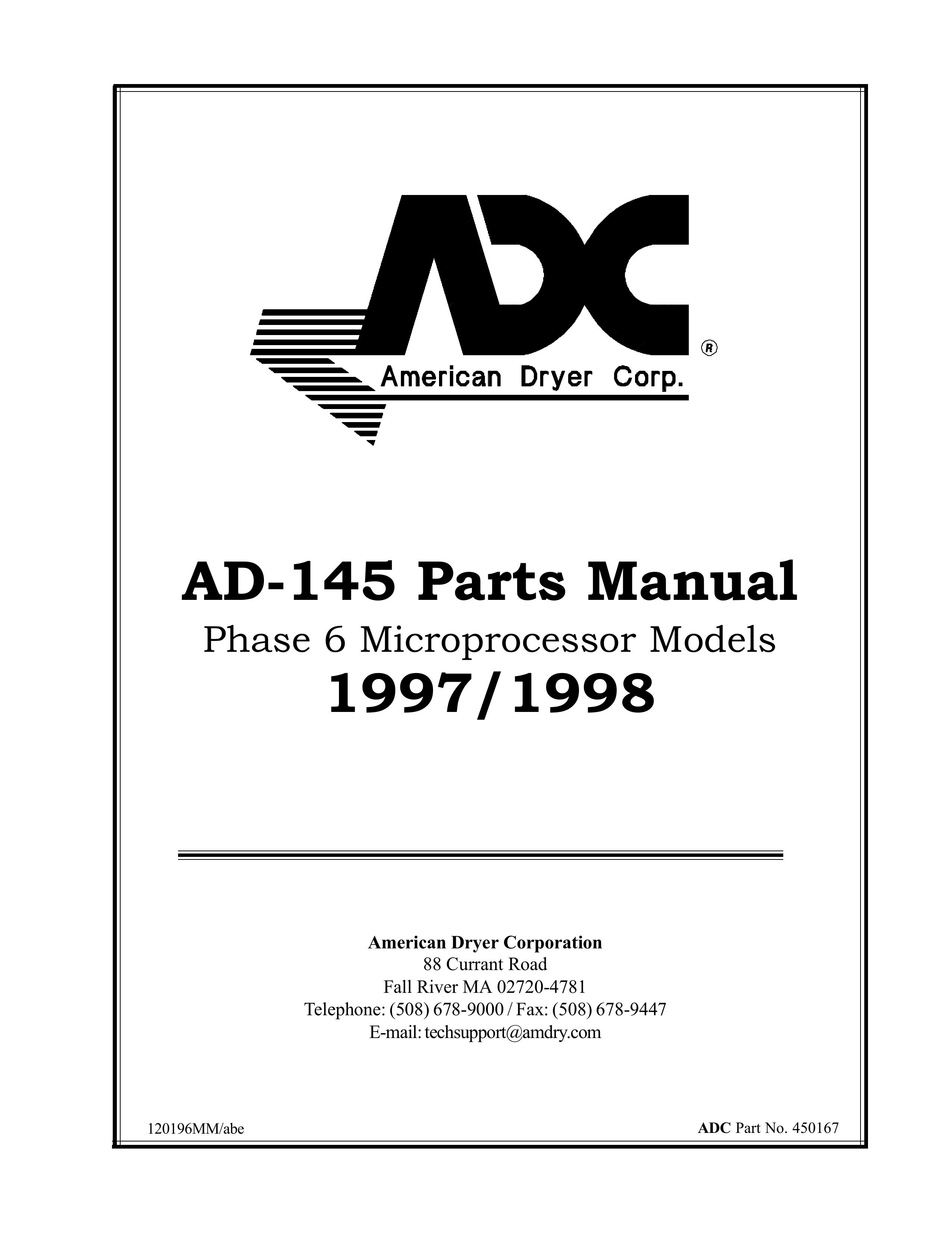American Dryer Corp. AD-145 Clothes Dryer User Manual