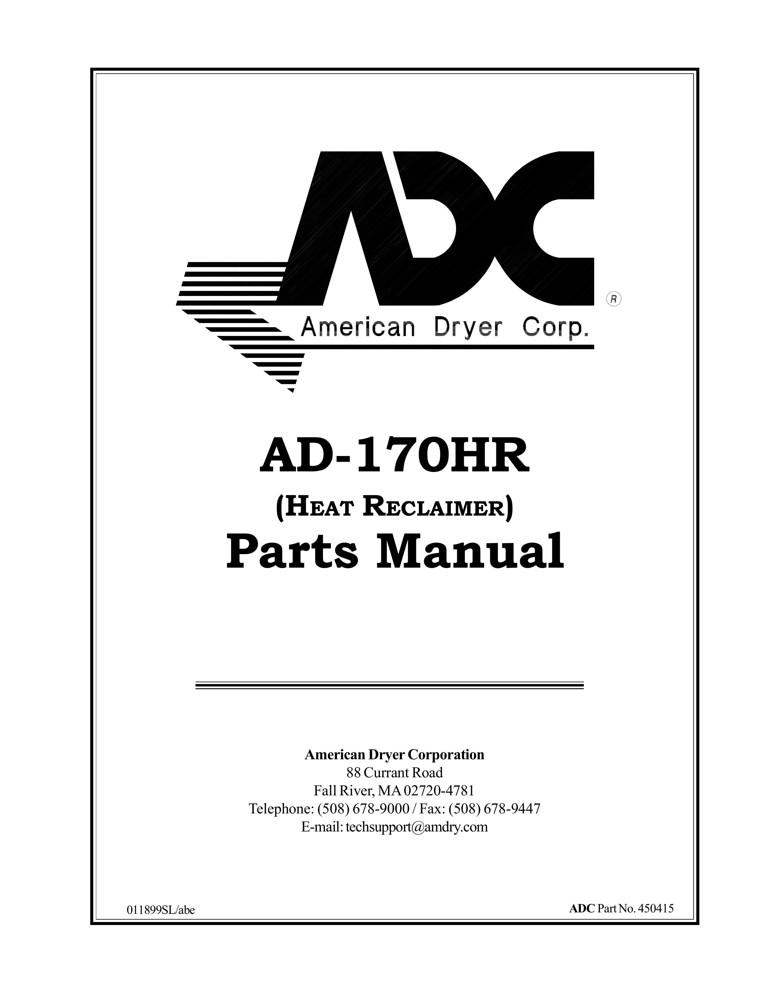 American Dryer Corp. AD-170HR Clothes Dryer User Manual