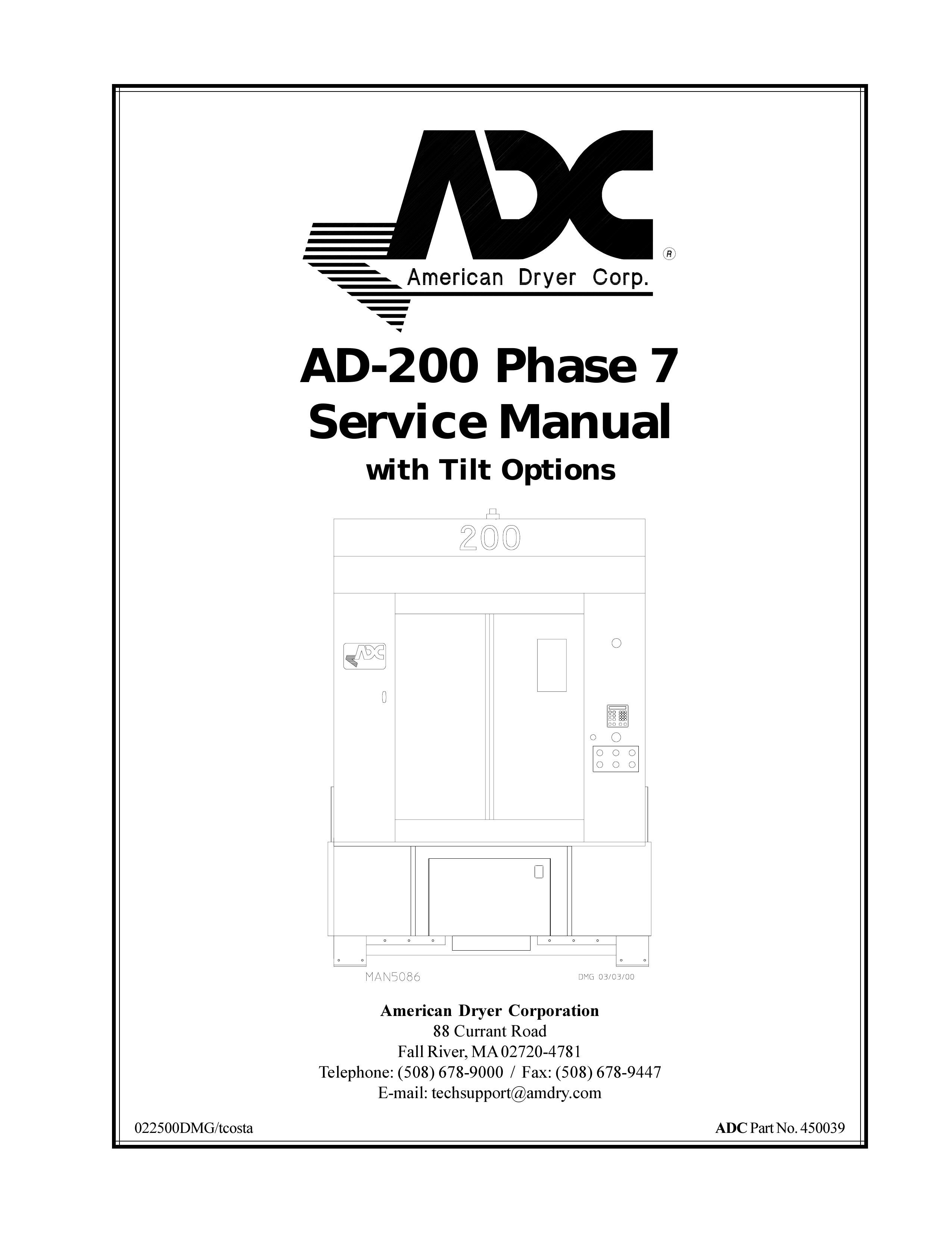 American Dryer Corp. AD-200 PHASE 7 Clothes Dryer User Manual