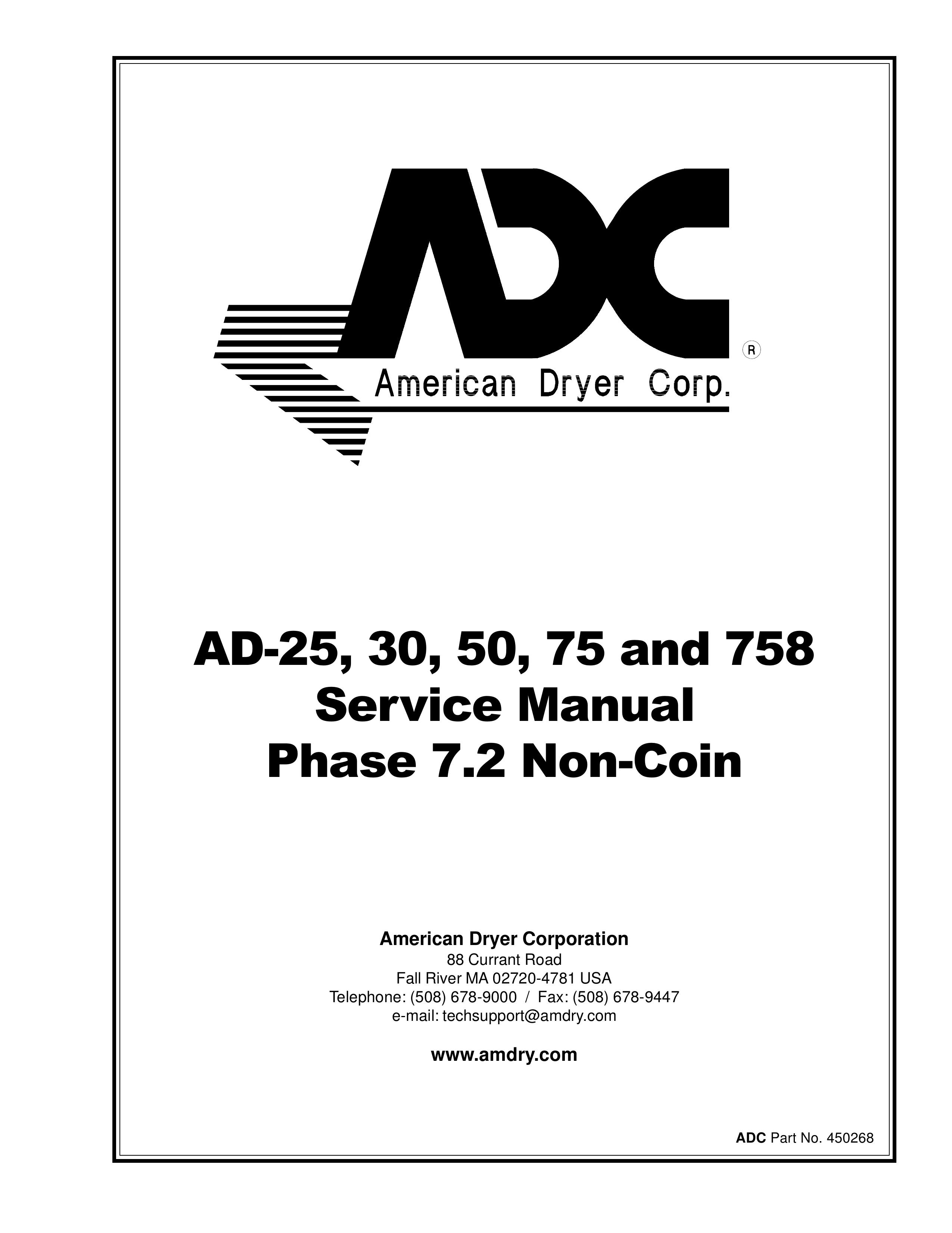 American Dryer Corp. AD-30 Clothes Dryer User Manual