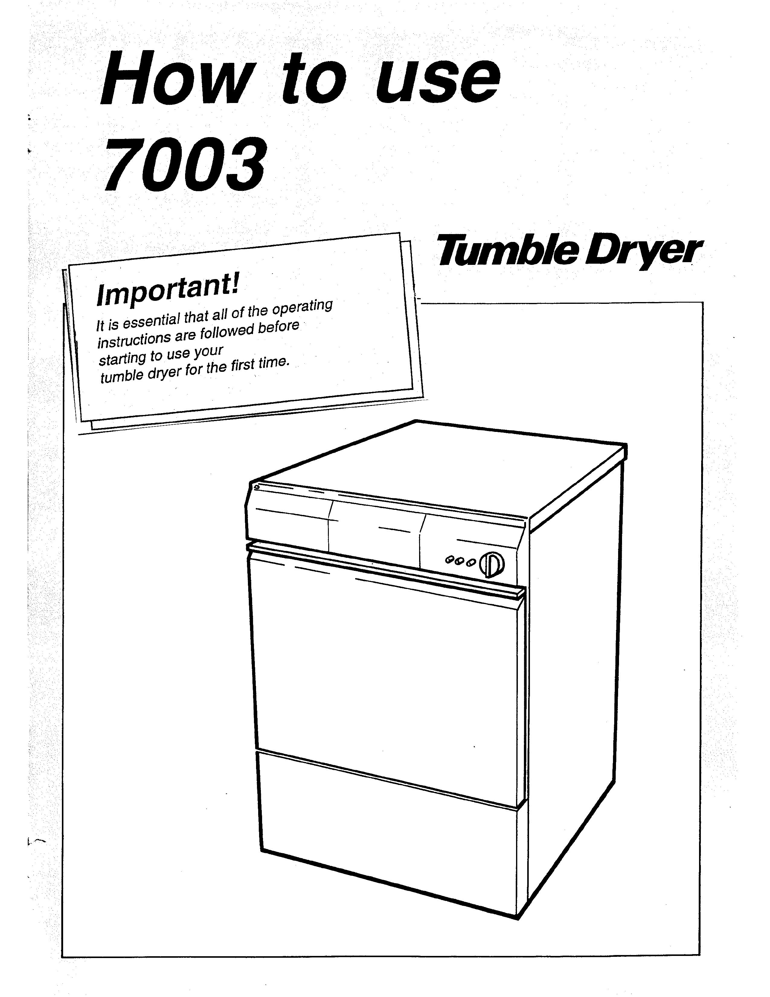 Asko 7003 Clothes Dryer User Manual