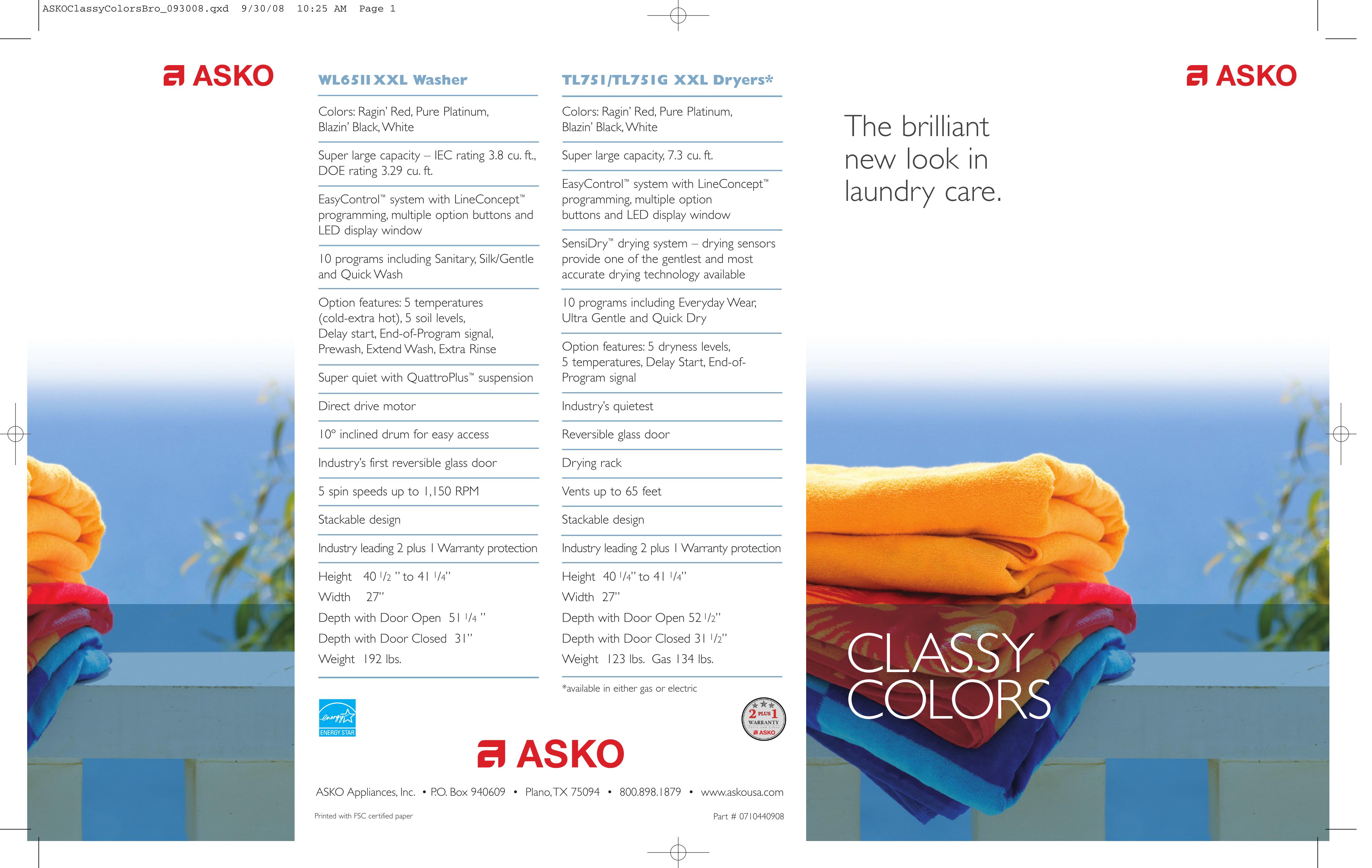 Asko TL751GXXL Clothes Dryer User Manual
