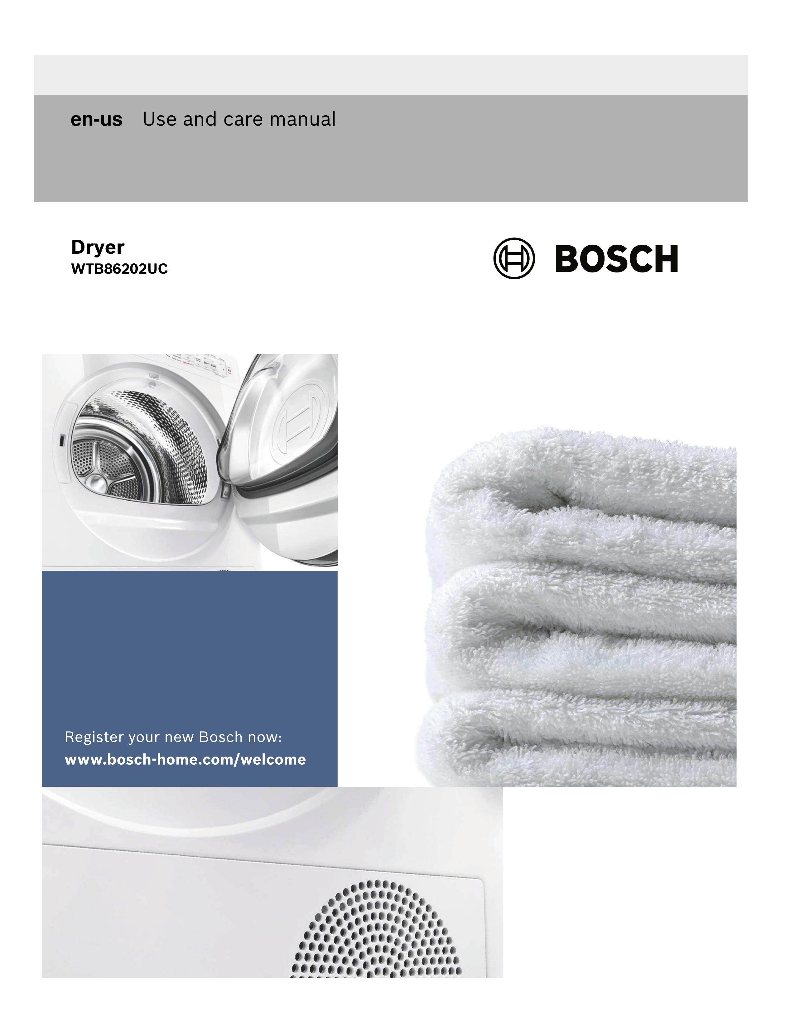 Bosch Appliances WTB86202UC/01 Clothes Dryer User Manual
