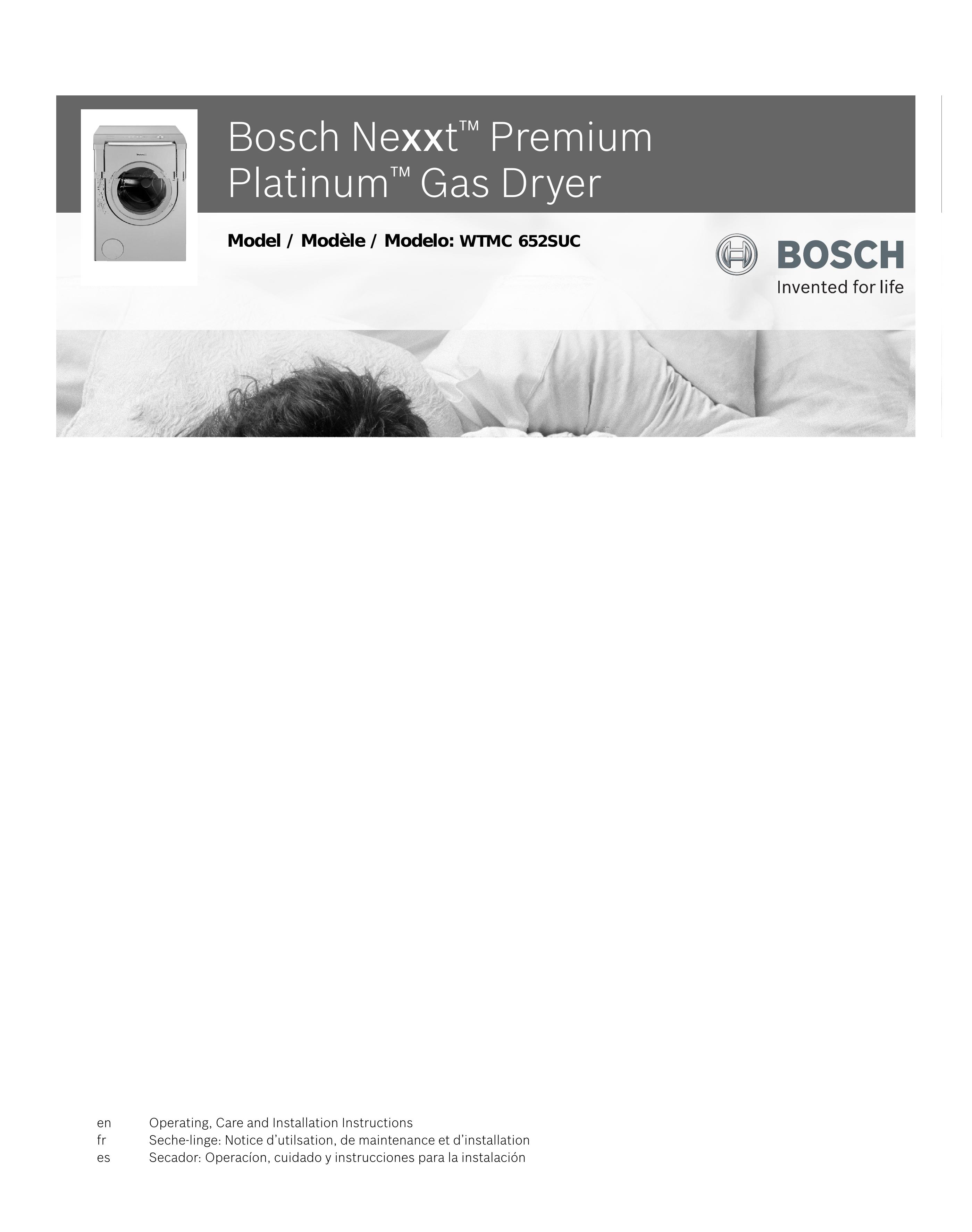 Bosch Appliances WTMC 652SUC Clothes Dryer User Manual
