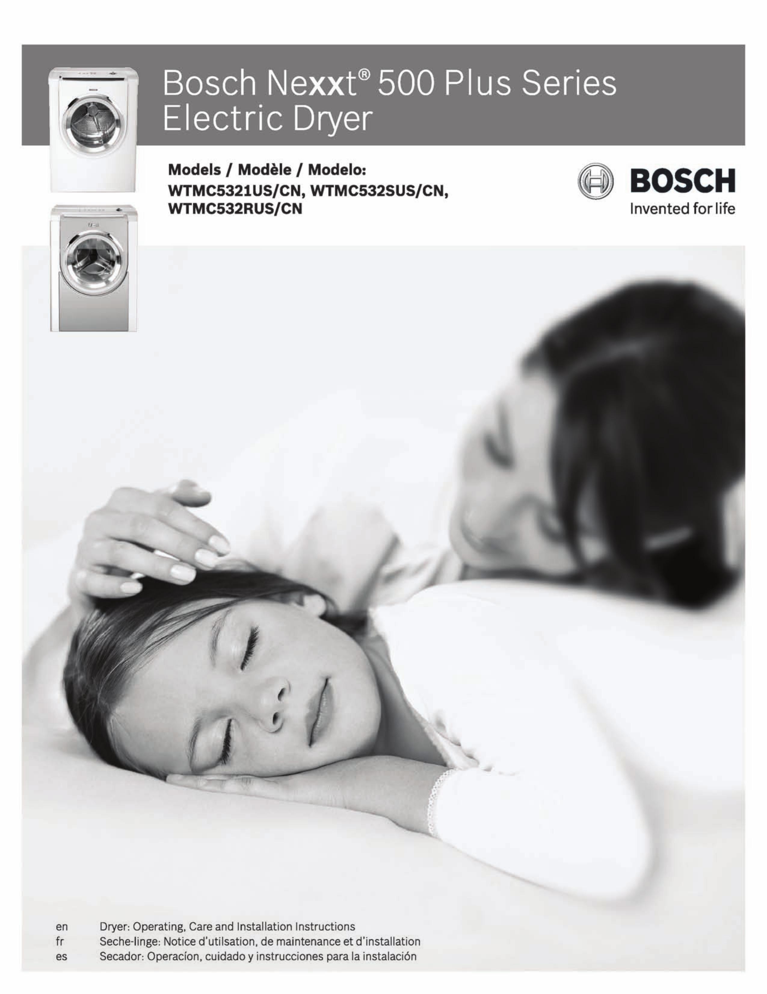 Bosch Appliances WTMC5321US/CN Clothes Dryer User Manual