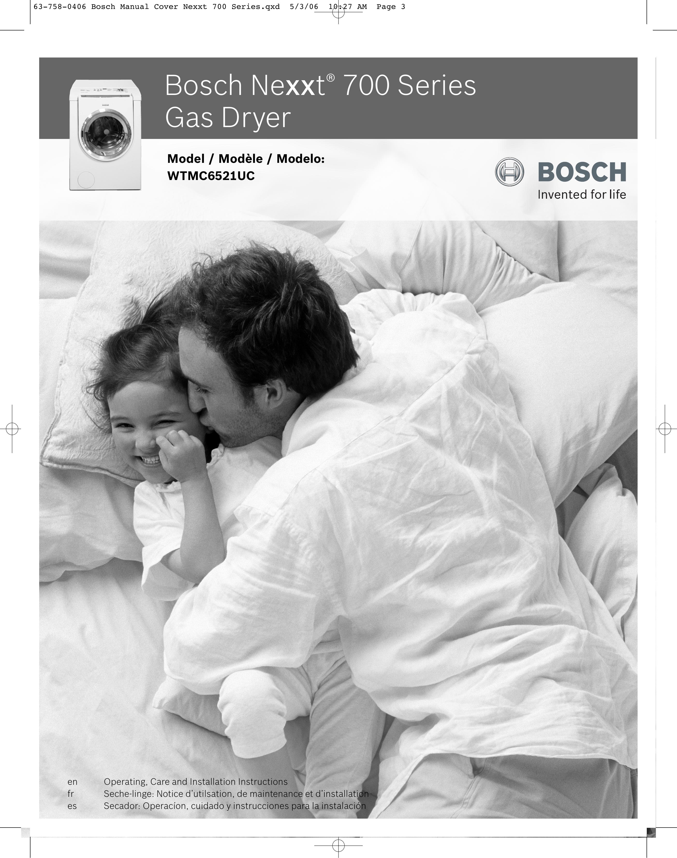 Bosch Appliances WTMC6521UC Clothes Dryer User Manual