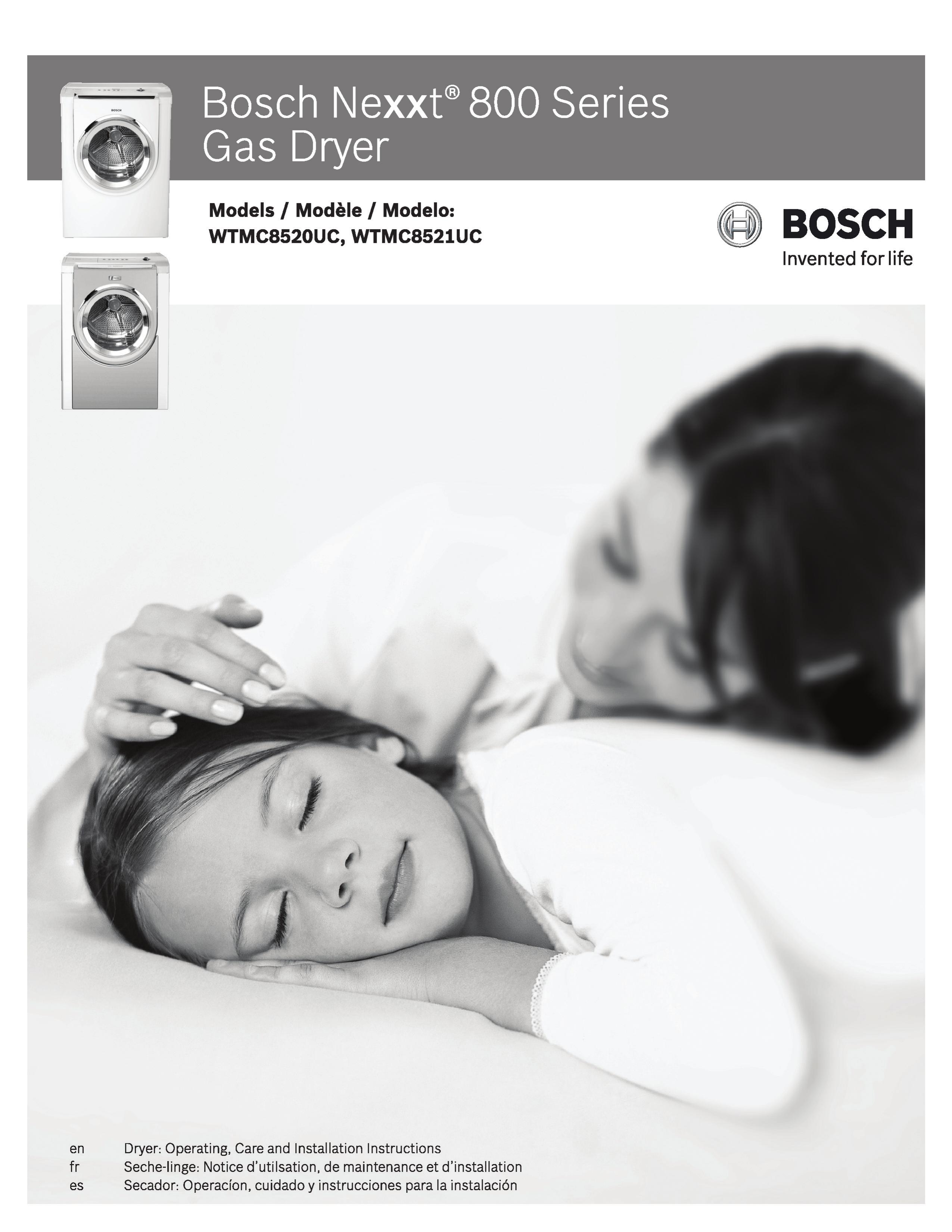 Bosch Appliances WTMC8520UC Clothes Dryer User Manual