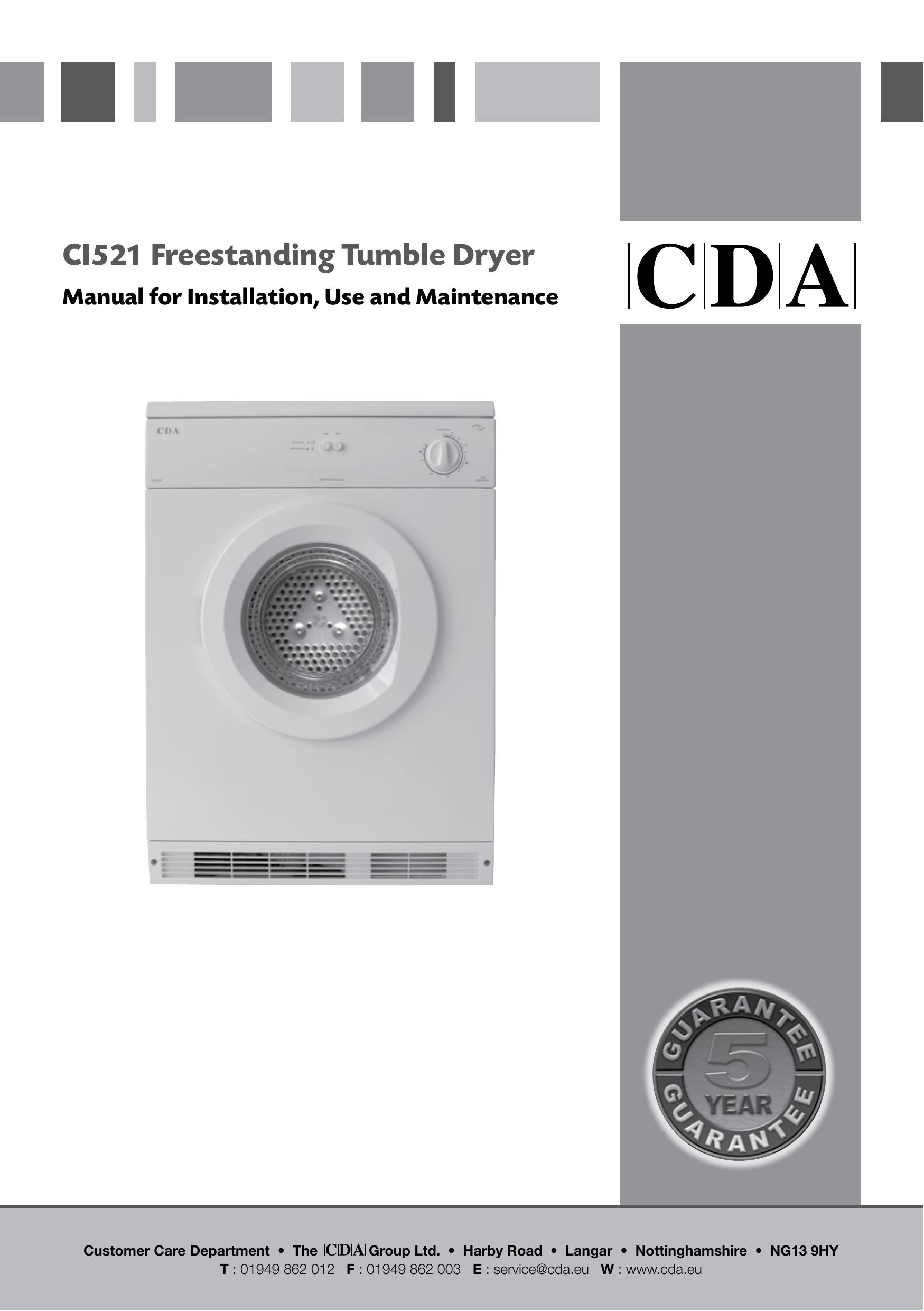 CDA CI521 Clothes Dryer User Manual